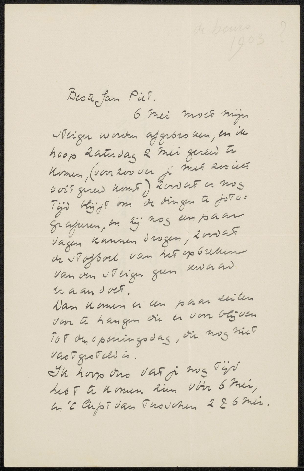 Brief aan Jan Veth by Richard Nicolaüs Roland Holst