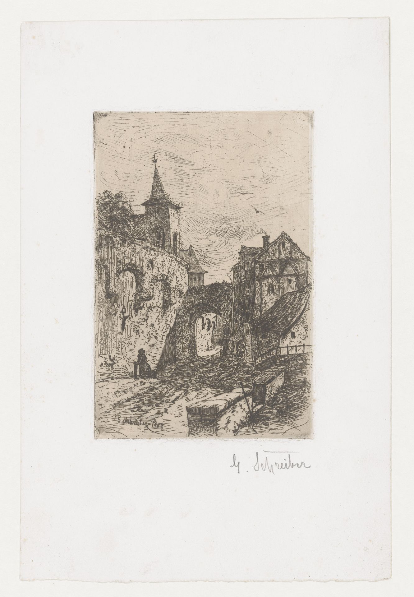 Poort van een dorp of stad by G. Schreiber