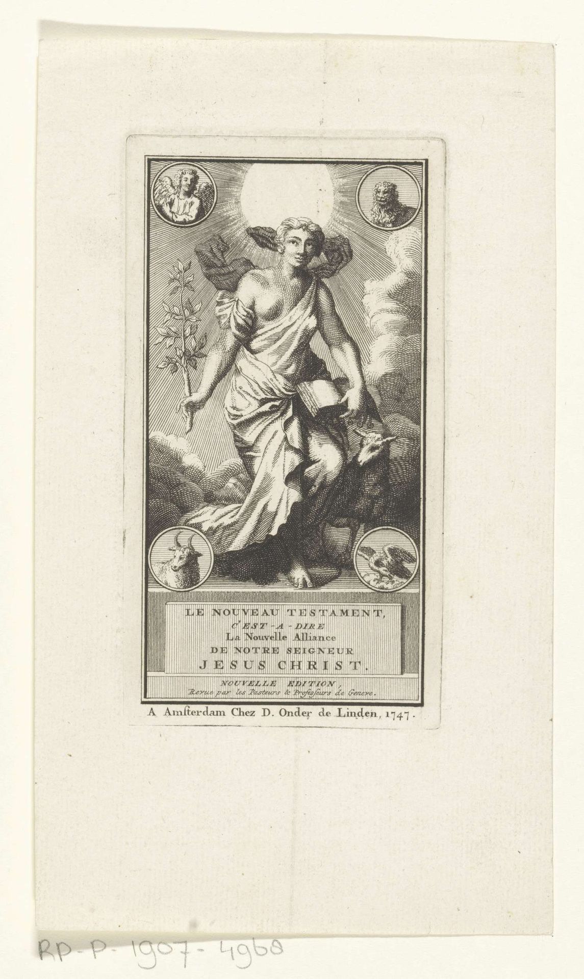 Allegorische figuur met lam en wezens van de vier evangelisten by Anonymous