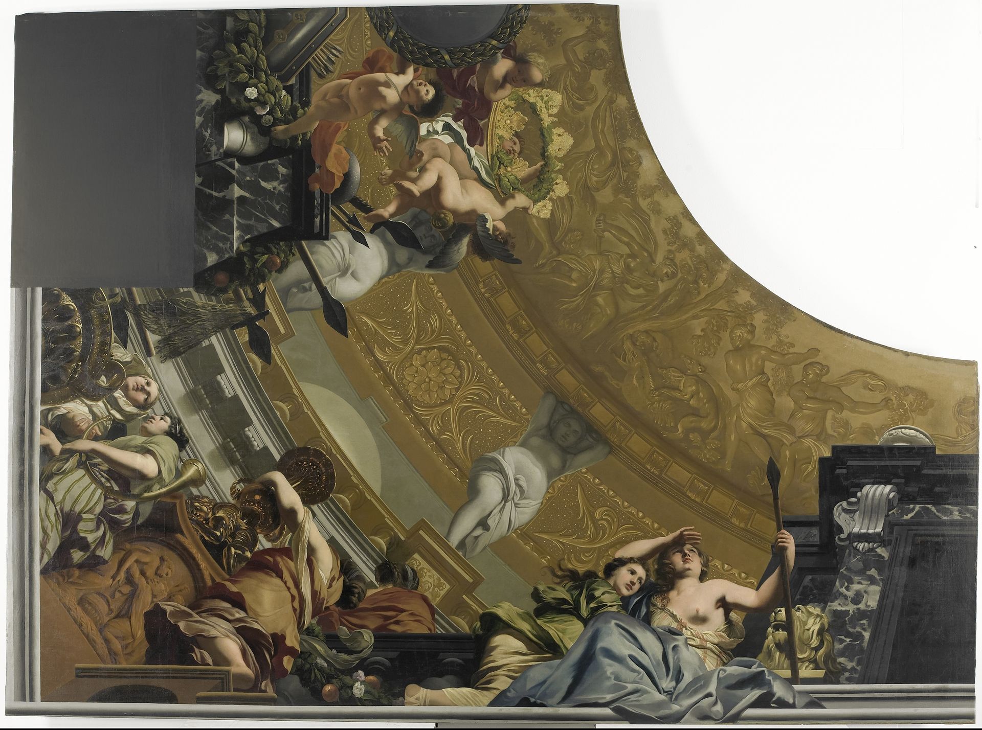 Onderdeel (linksonder) van een plafondschildering met als hoofdvoorstelling Diana en haar gezellinnen by Gerard de Lairesse