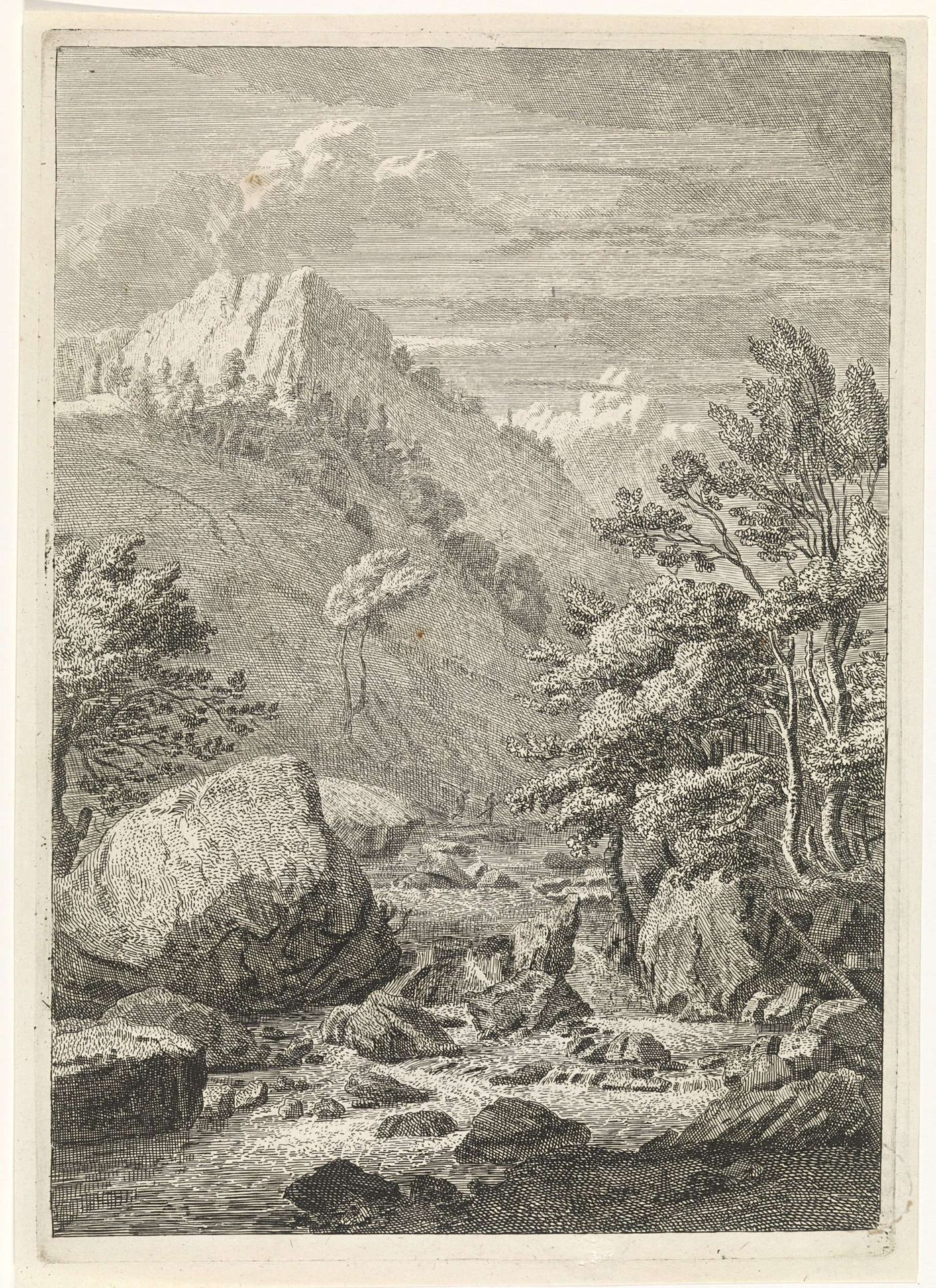 Ravijn met een brede waterval by Johannes Glauber
