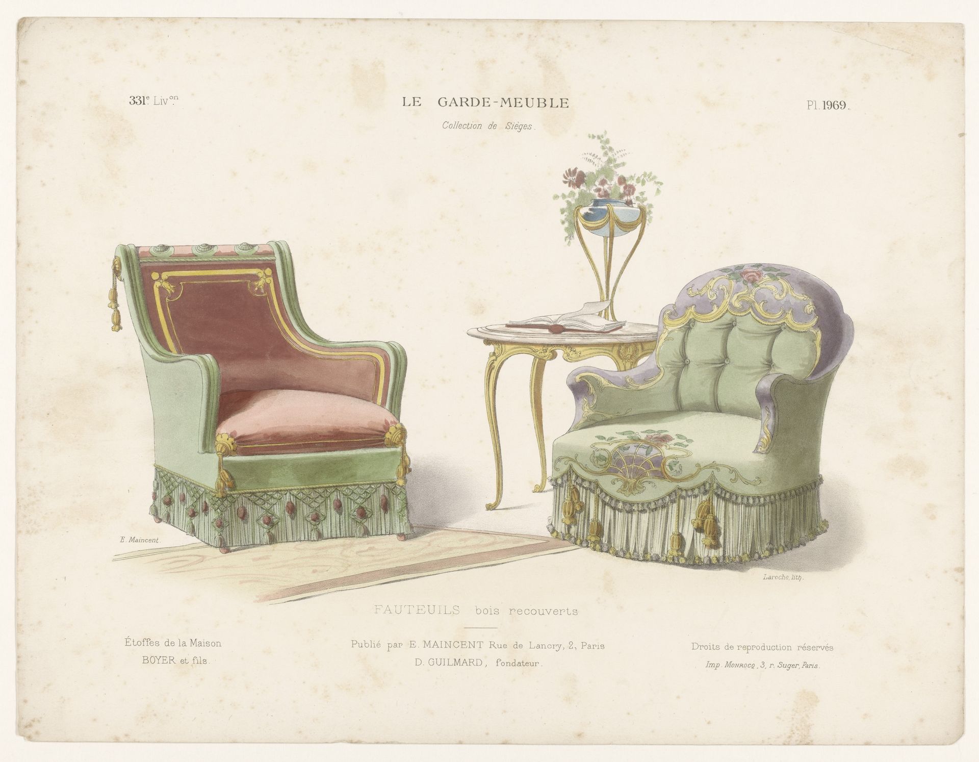 Twee fauteuils en tafel by Léon Laroche