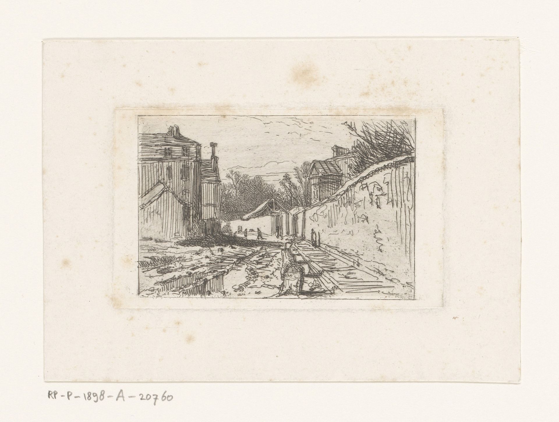 Gezicht op een weg in Parijs by Charles Jacque