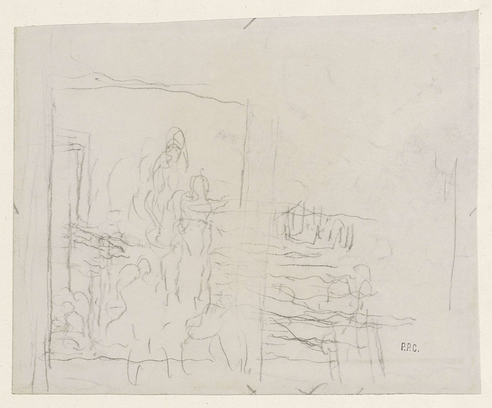 Compositieschets voor een figurenrijk stuk by Pierre Puvis de Chavannes