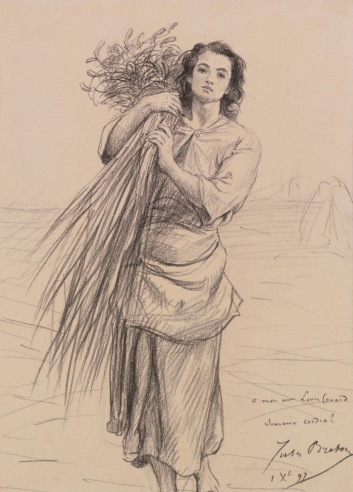 Young Gleaner carrying a wreath by Jules Breton
