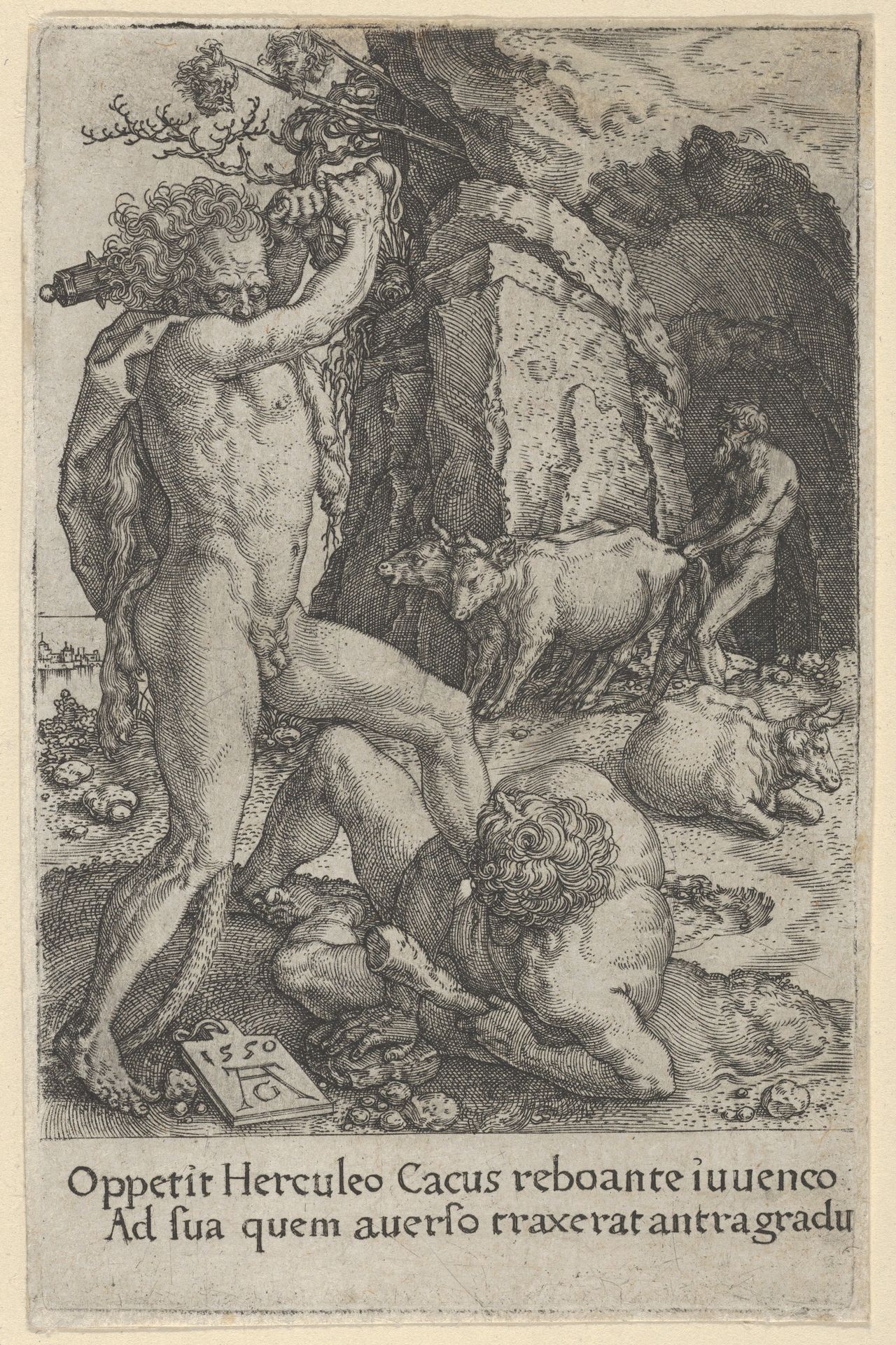 Hercules Killing Cacus, from The Labors of Hercules by Heinrich Aldegrever