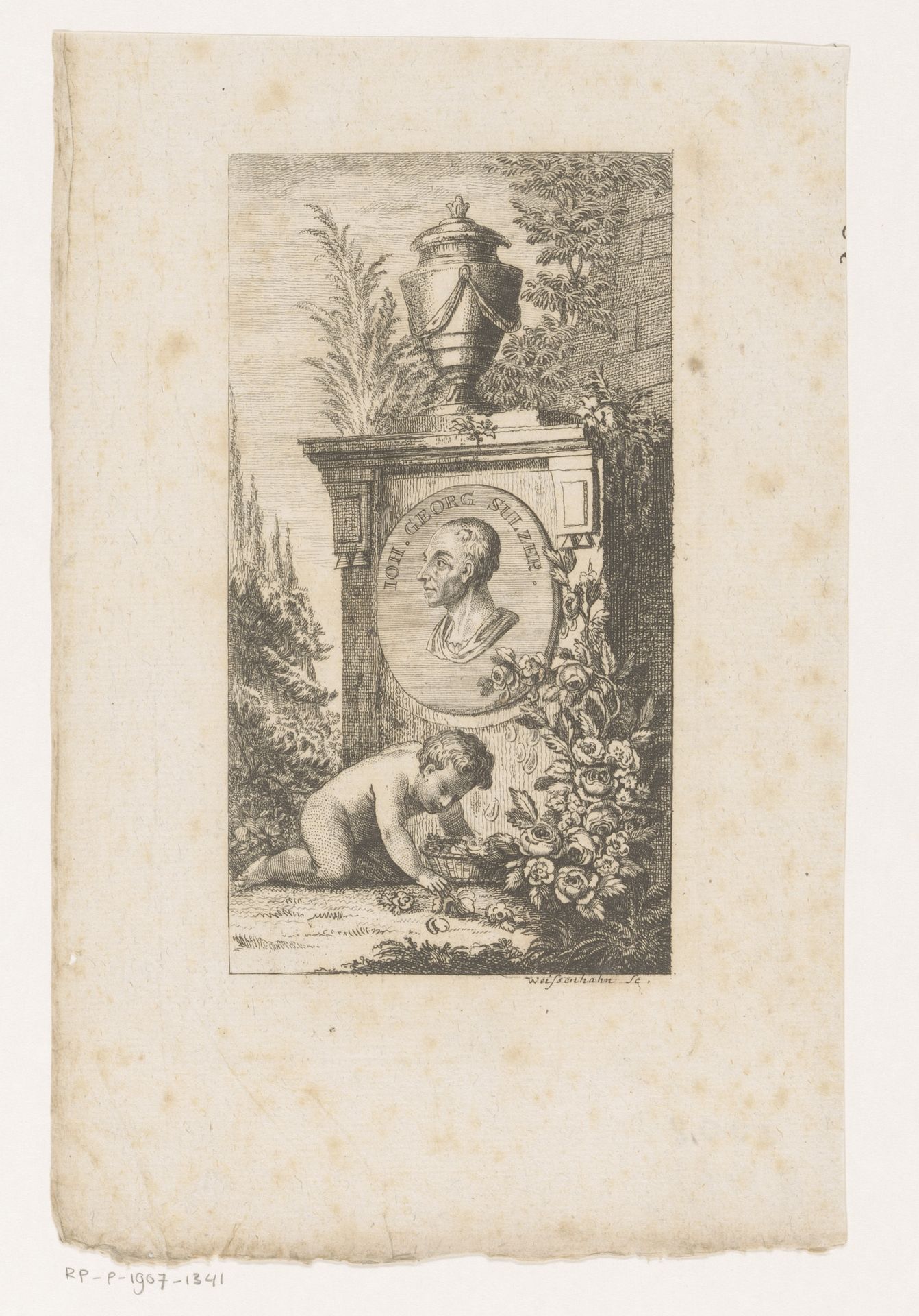 Monument met het portret van Johann Georg Sulzer by Georg Michael Weissenhahn