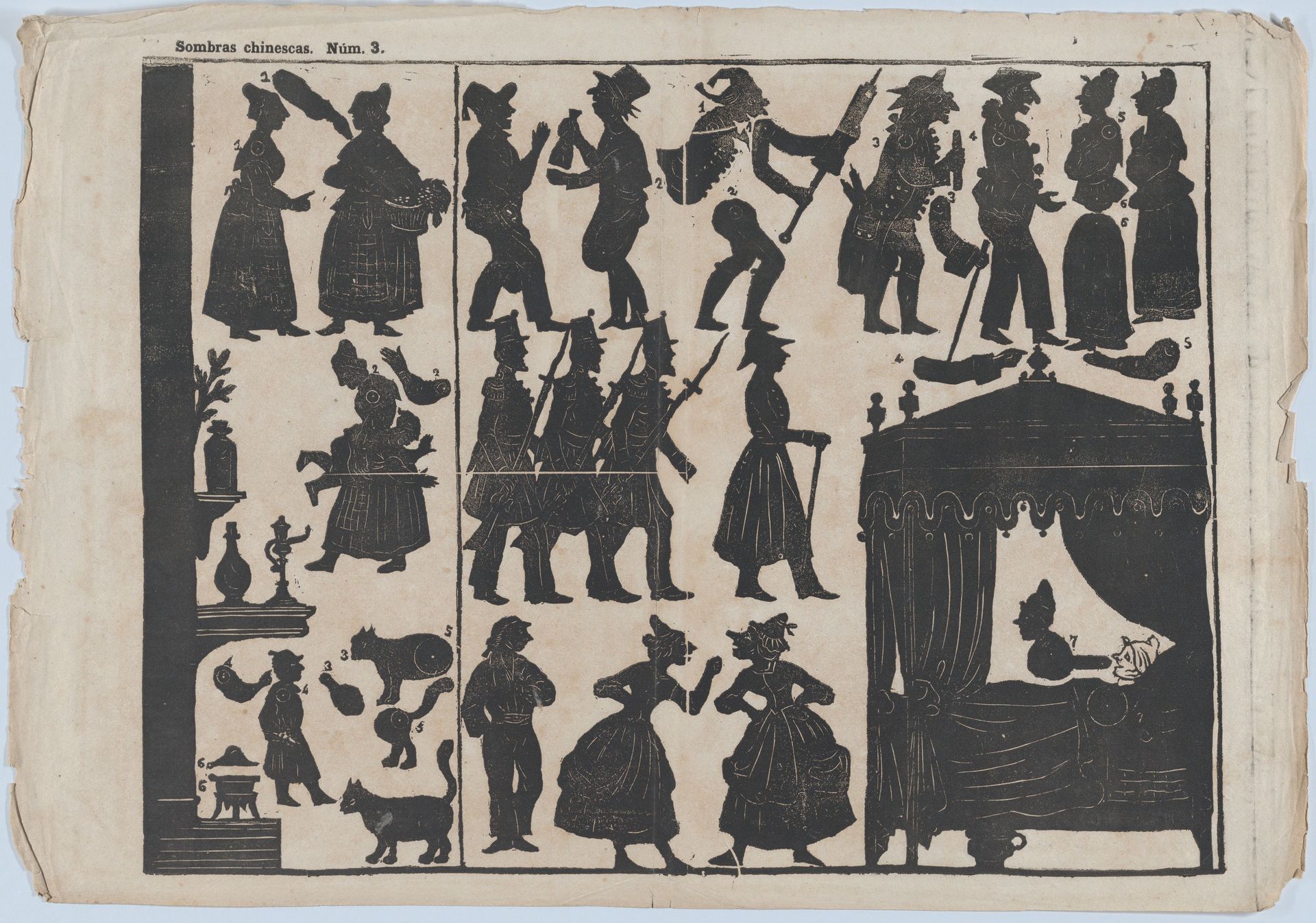 Sheet 3 of figures for Chinese shadow puppets by Juan Llorens