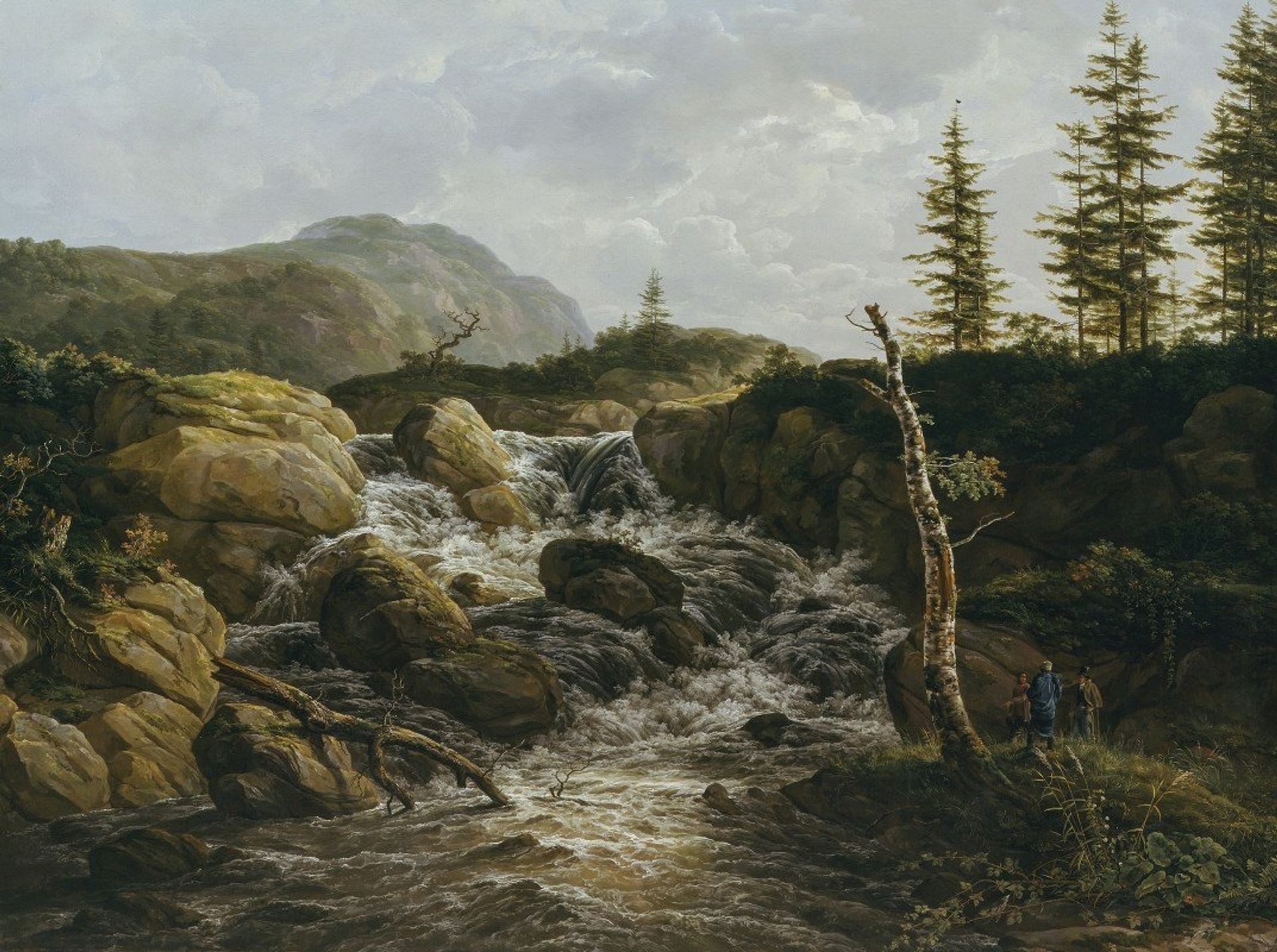Mountainous Landscape with a Waterfall, Norway by Johan Christian Dahl