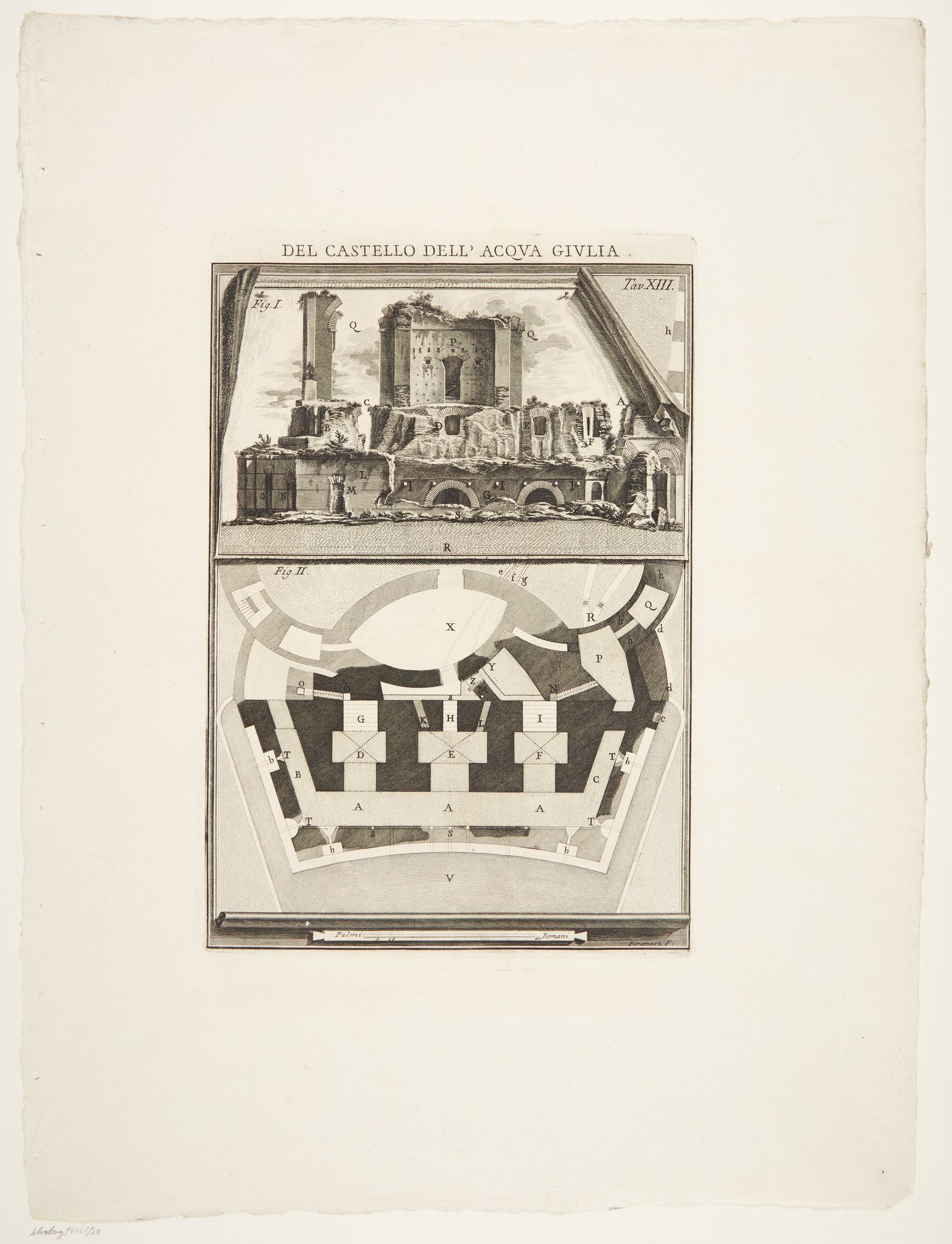 Front elevation and plan of a fountain by Giovanni Battista Piranesi