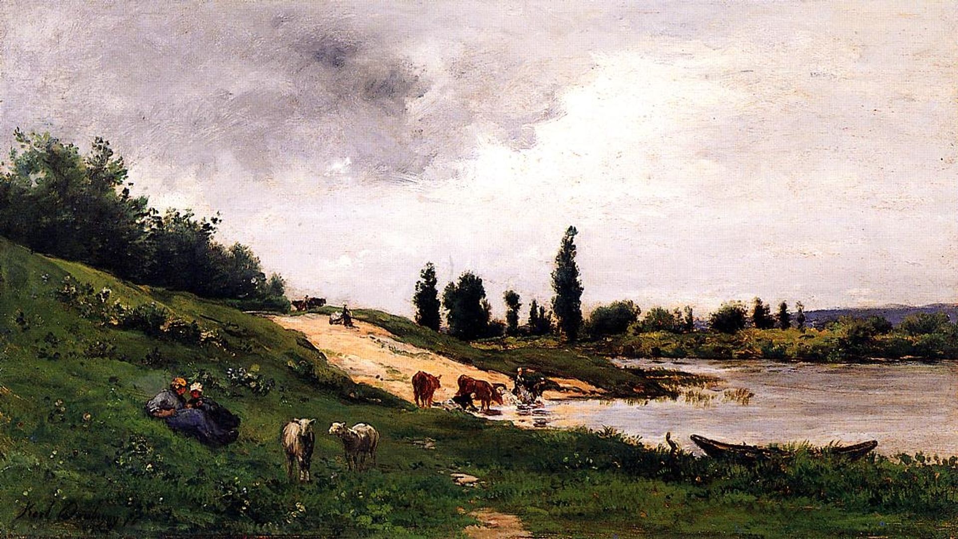 Washerwomen on the Riverbank by Charles François Daubigny
