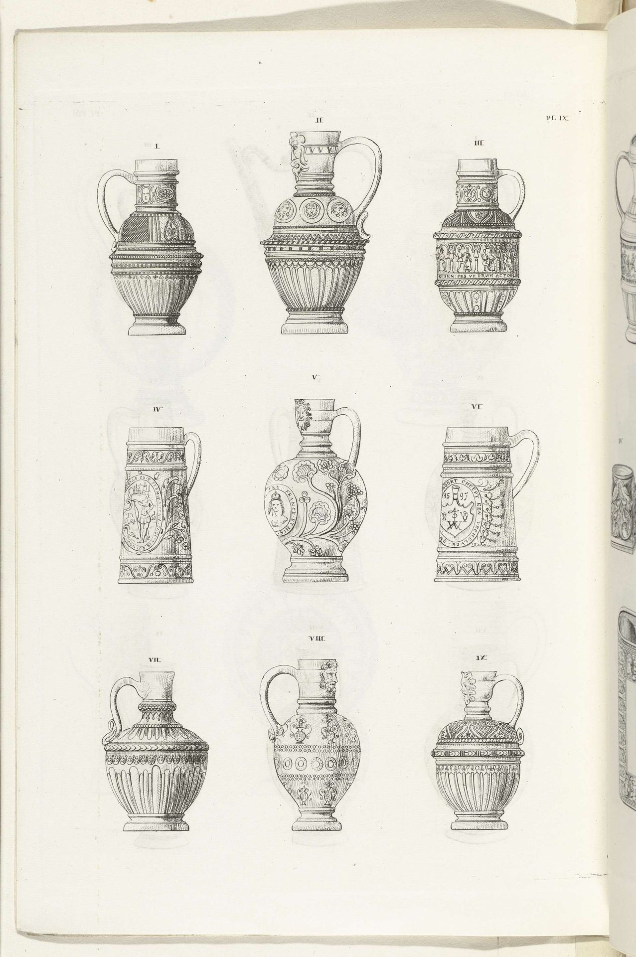 Kannen van steengoed, plaat IX by Charles Onghena