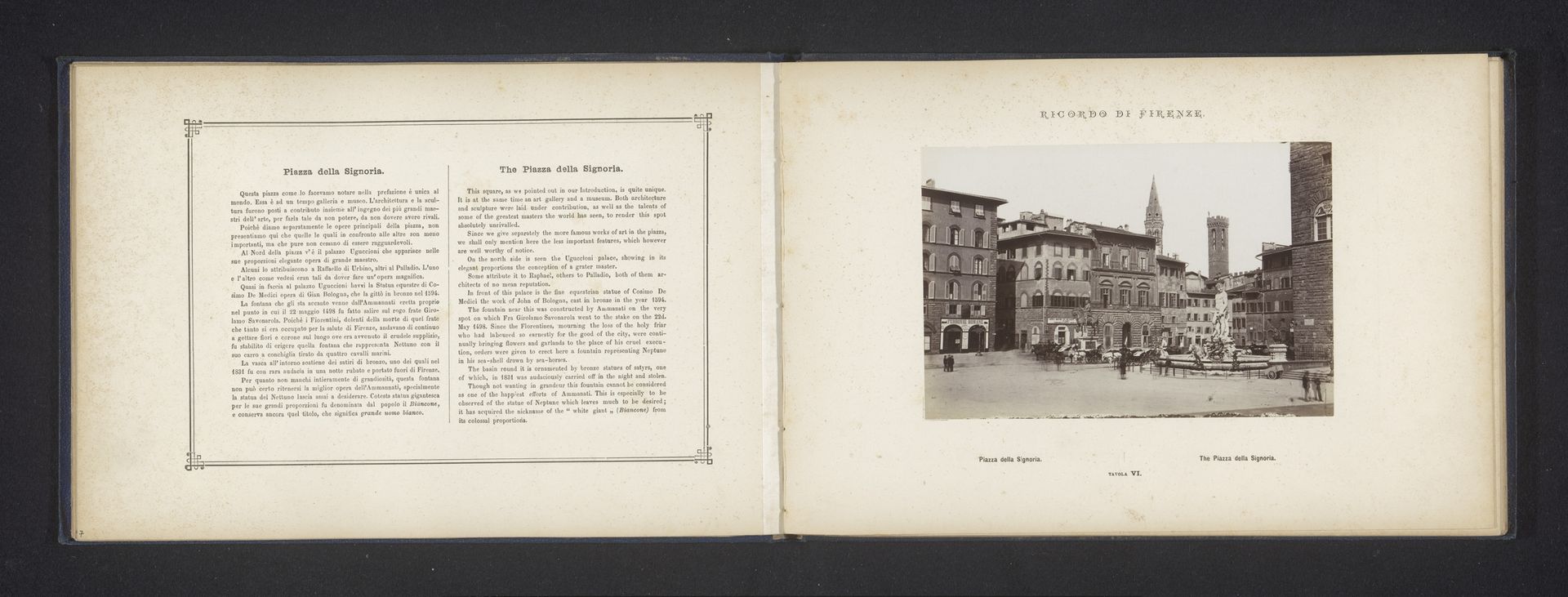 Gezicht op het Piazza della Signoria in Florence met de Neptunusfontein en het ruiterstandbeeld van Cosimo I de' Medici by Giacomo Brogi