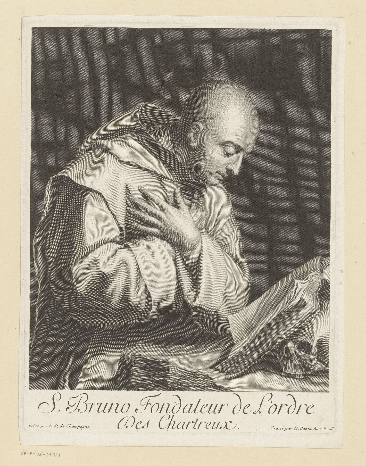 H. Bruno met boek en schedel by Nicolas Bazin