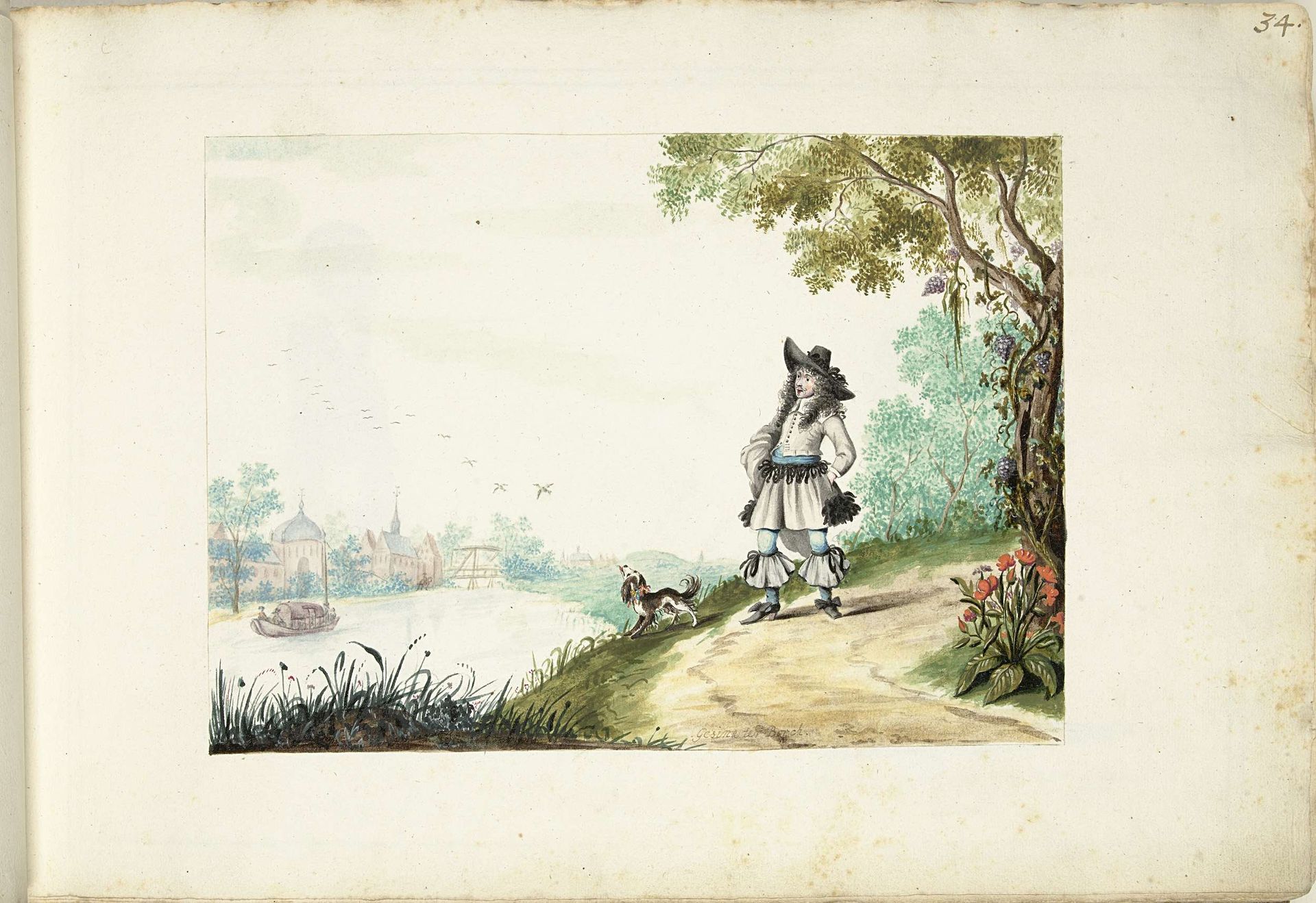 Heer lopend langs een rivier by Gesina ter Borch