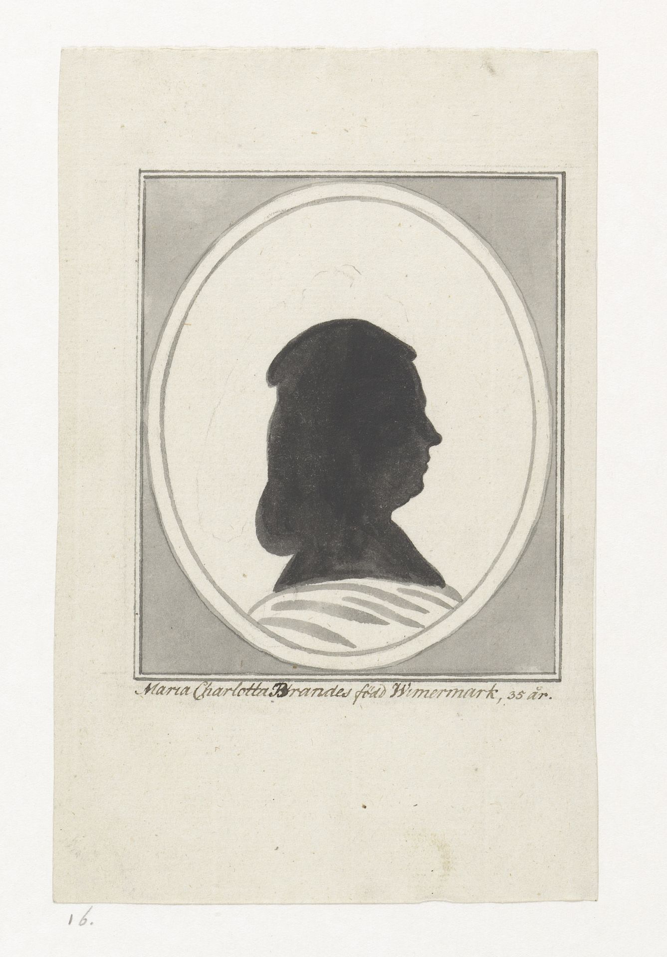 Silhouetportret van Maria Charlotta Brandes by Jan Brandes