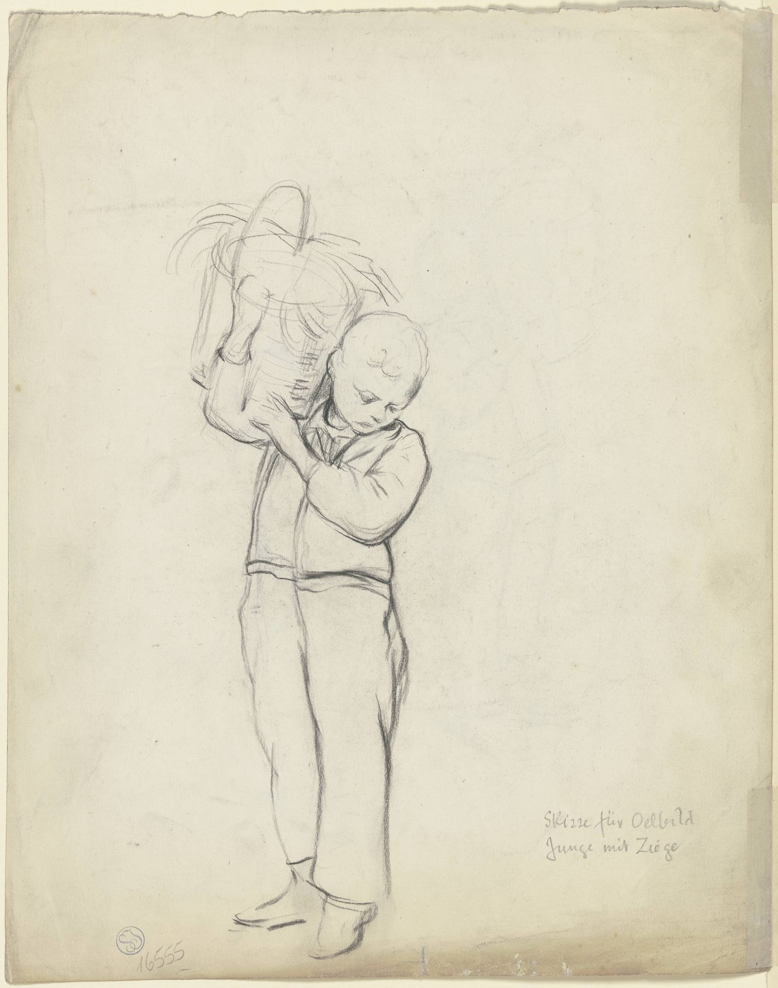 Knabe mit geschultertem Korb (_Knabe mit Ziege_) by Otto Scholderer