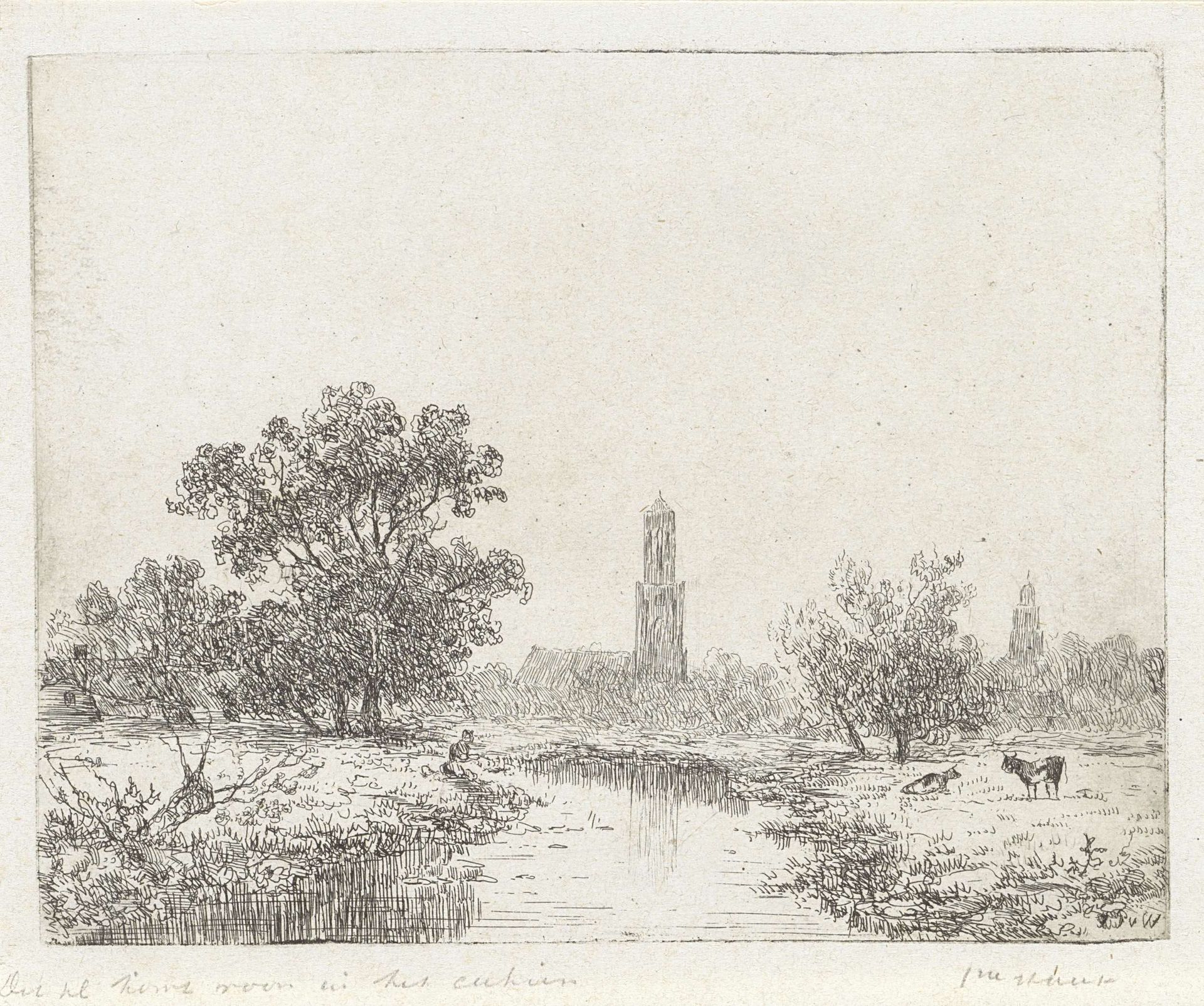 Gezicht op Utrecht(?) by Johannes Pieter van Wisselingh