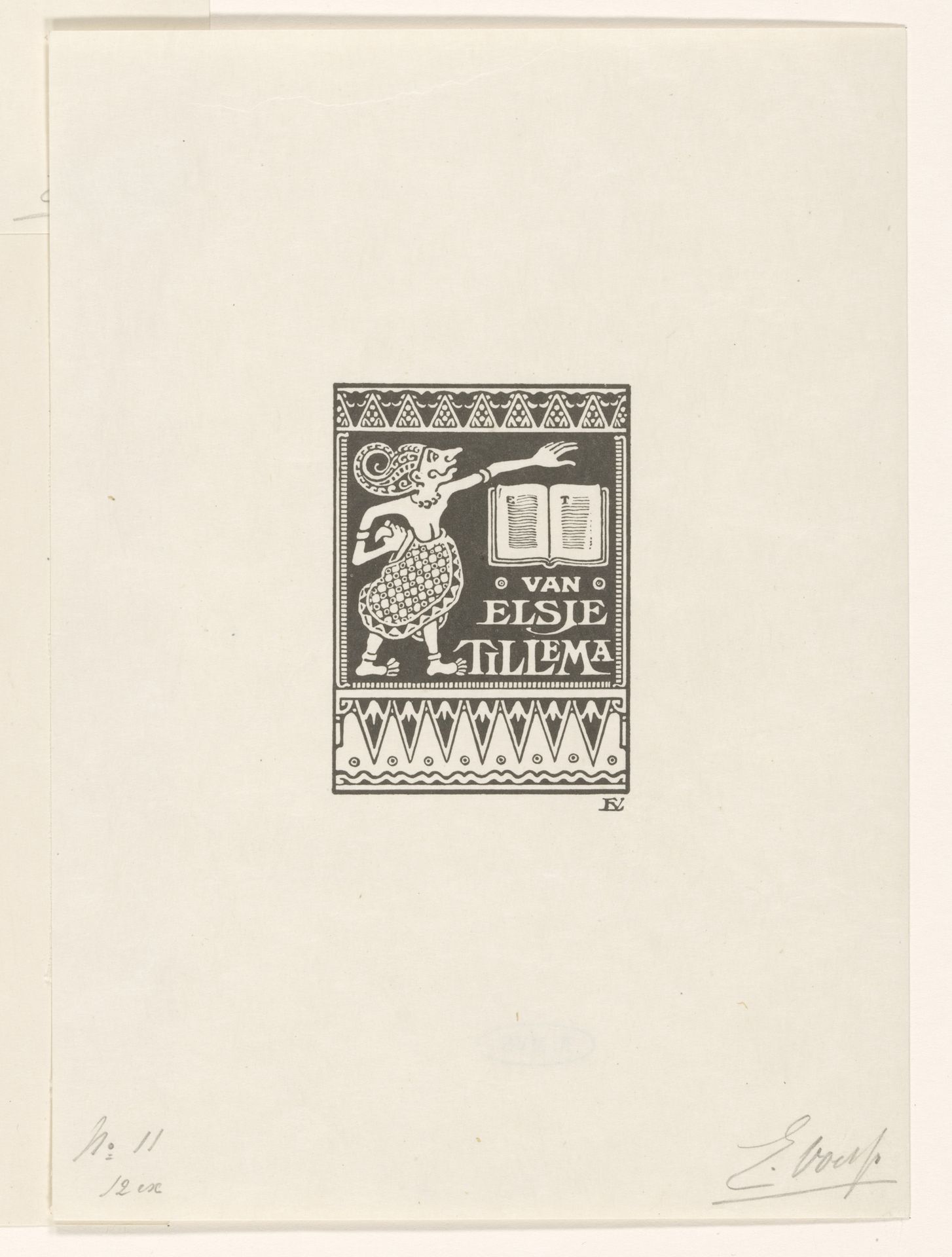 Ex libris van Elsje Tillema by Elias Voet jr.