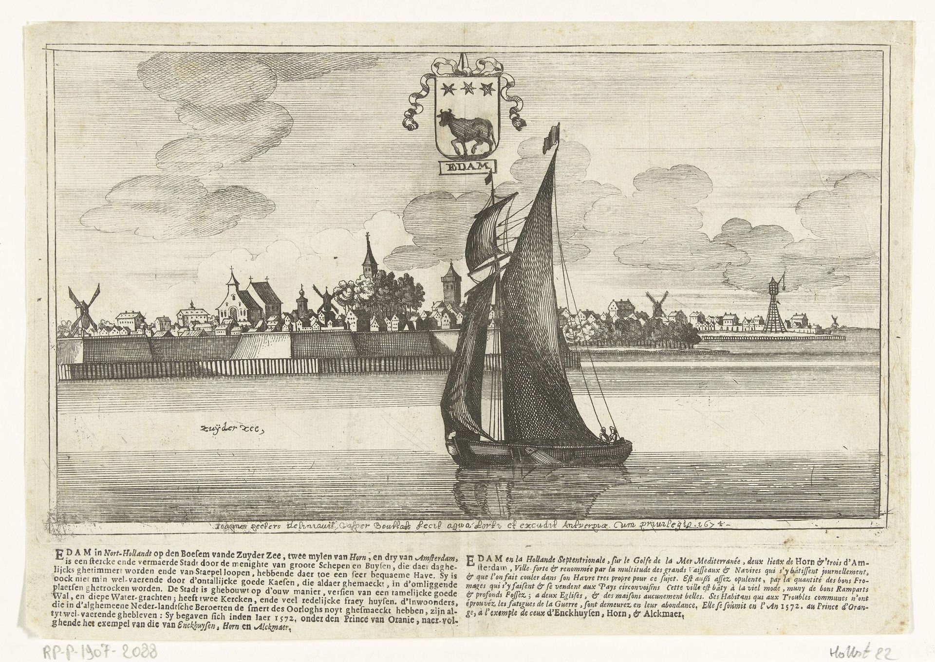 Gezicht op Edam by Gaspar Bouttats