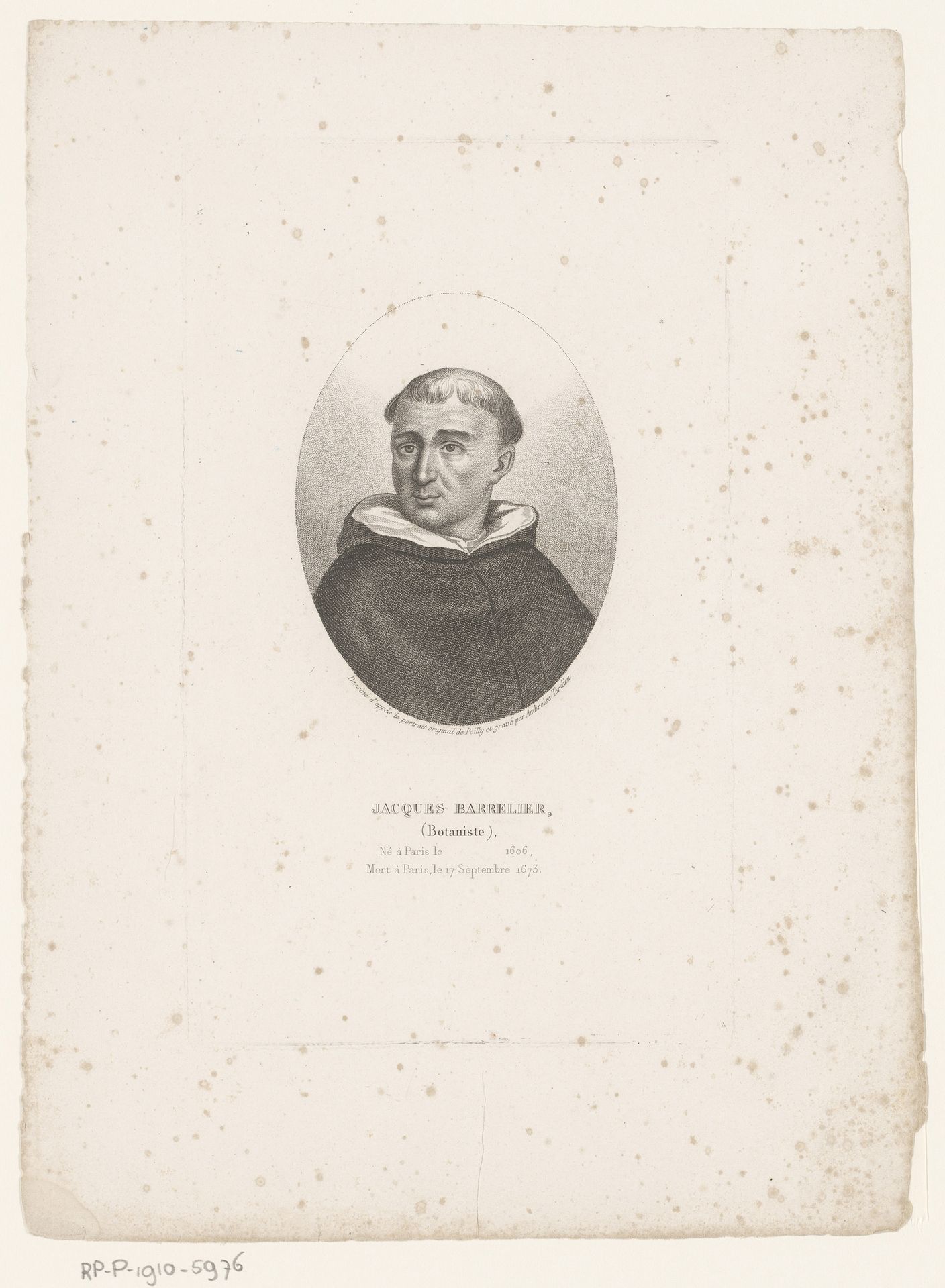 Portret van Jacques Barrelier by Ambroise Tardieu