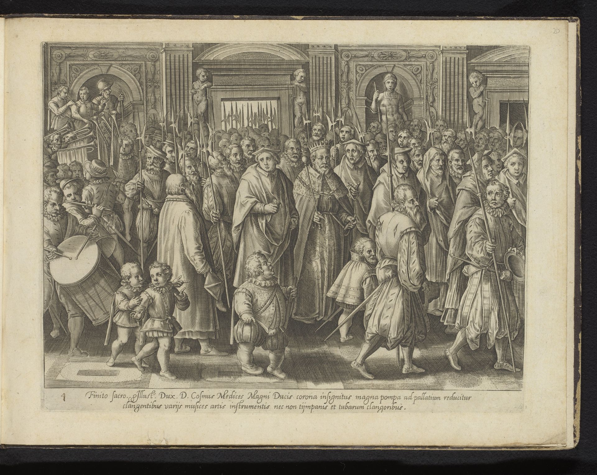 Terugkeer van Groothertog Cosimo I van Toscane naar zijn paleis by Philips Galle