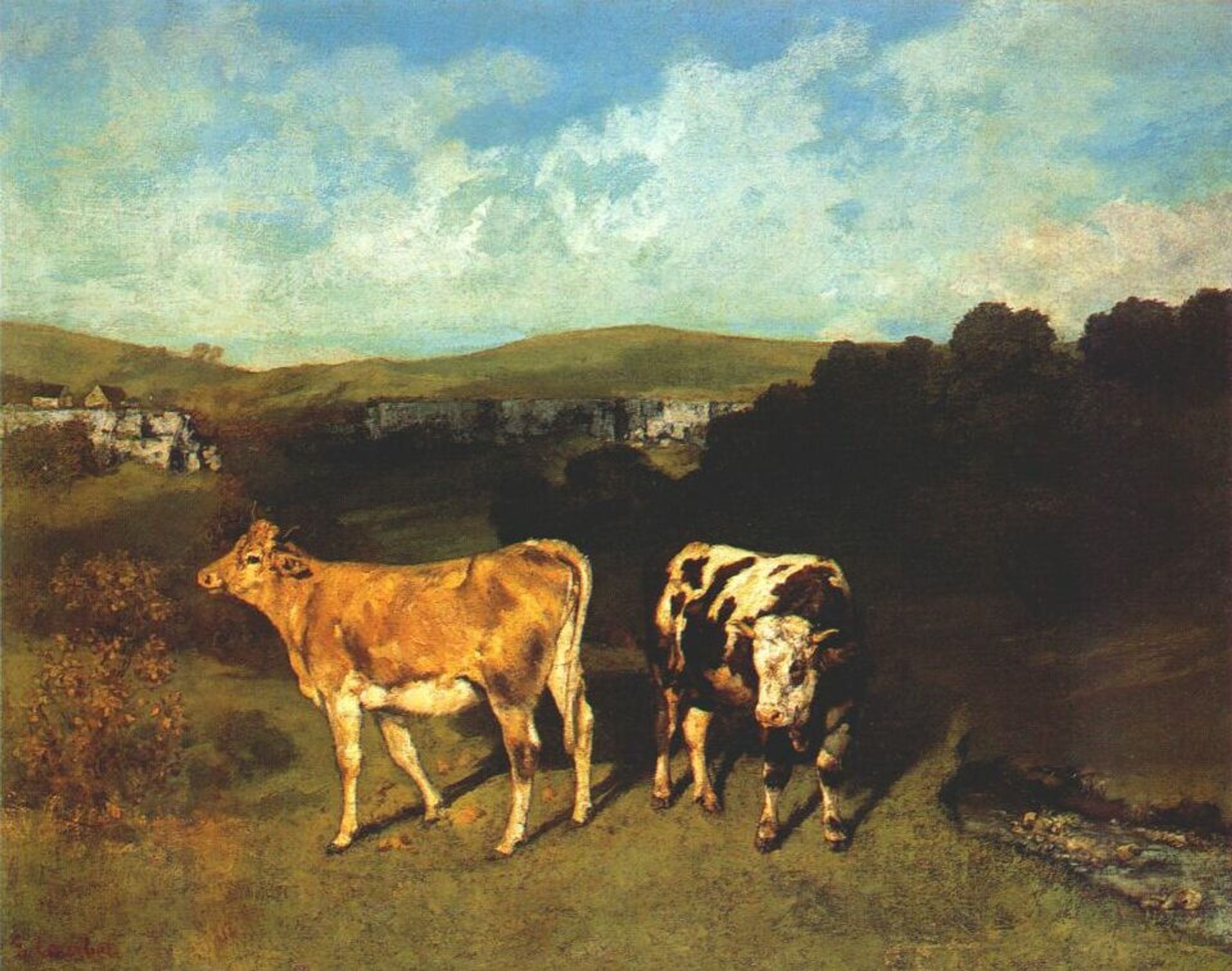 White Bull and Blond Heifer by Gustave Courbet
