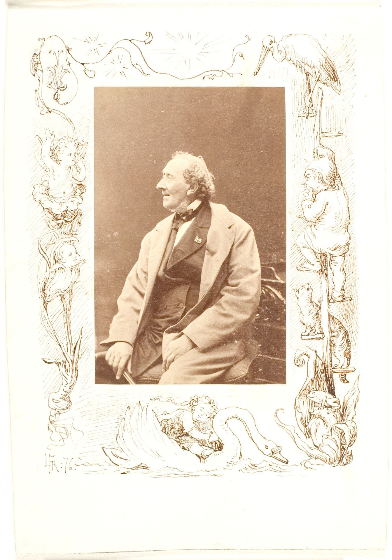 Randtegning om et fotografi af H.C. Andersen by Lorenz Frølich