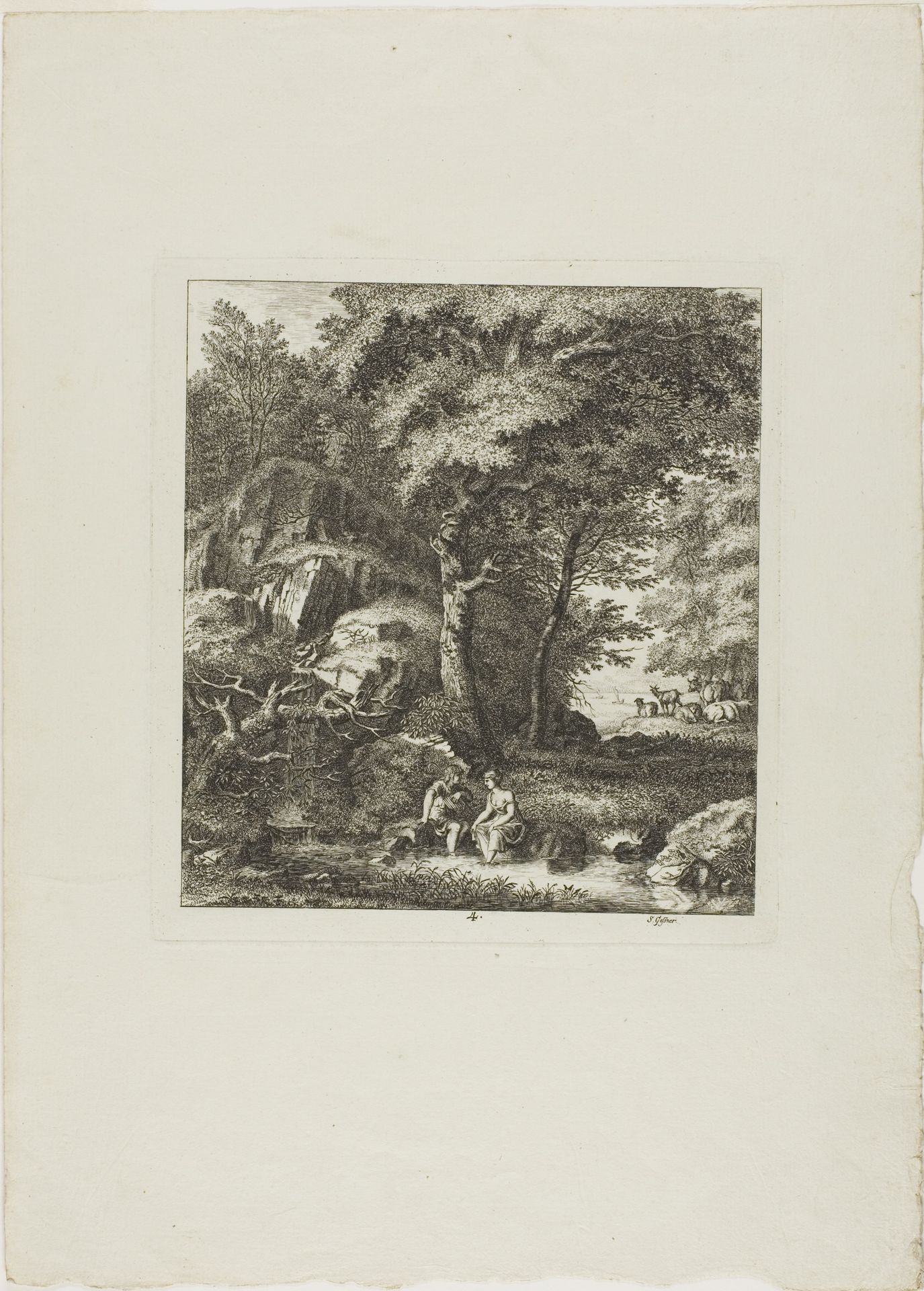 Couple Seated in a Glade by Salomon Gessner