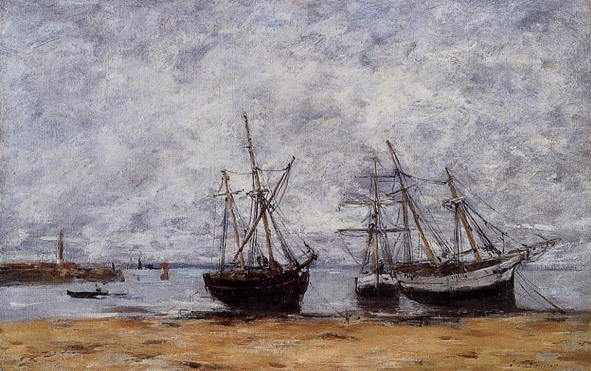 The port Portrieux at low tide by Eugène Boudin