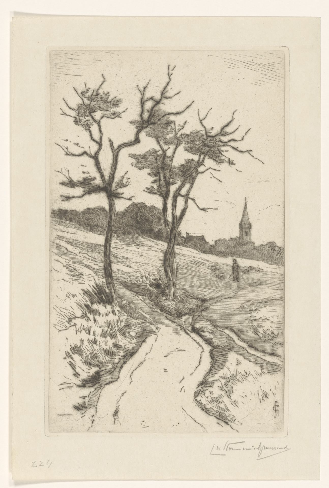 Duinlandschap met kerktoren van Katwijk by Carel Nicolaas Storm van 's-Gravesande