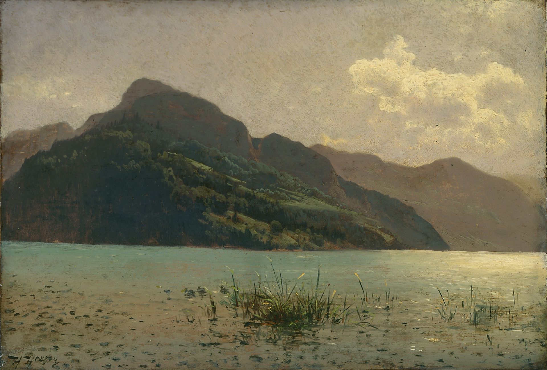 View of Lake Lucerne Opposite Brunnen by Hermann Ottomar Herzog