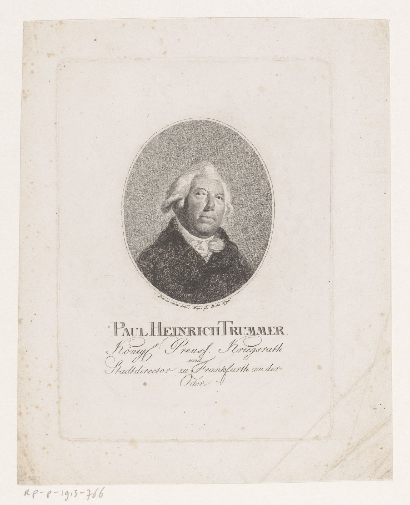 Portret van Paul Heinrich Trummer by Friedrich Wilhelm (I) Meyer