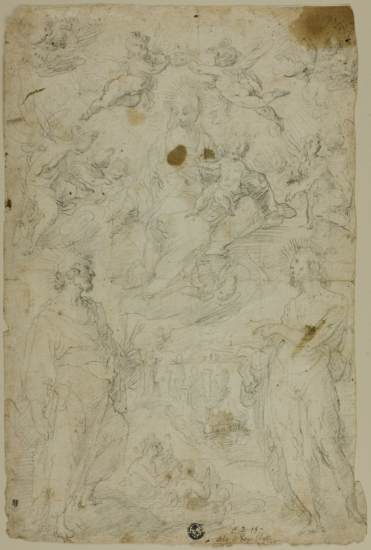 Virgin and Child with Saints Peter and John the Baptist (recto); Saint John the Baptist (verso) by Pietro d' Asaro