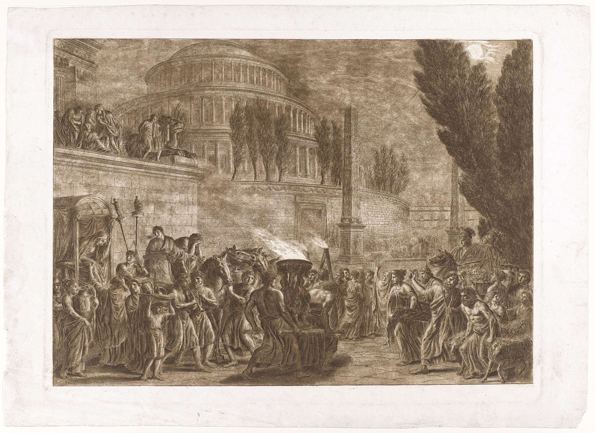Optocht bij antieke tempel by Luigi Ademollo