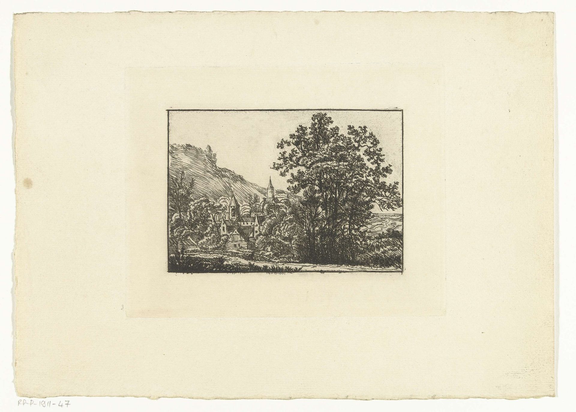 Landschap met dorp by Johannes Arnoldus Boland
