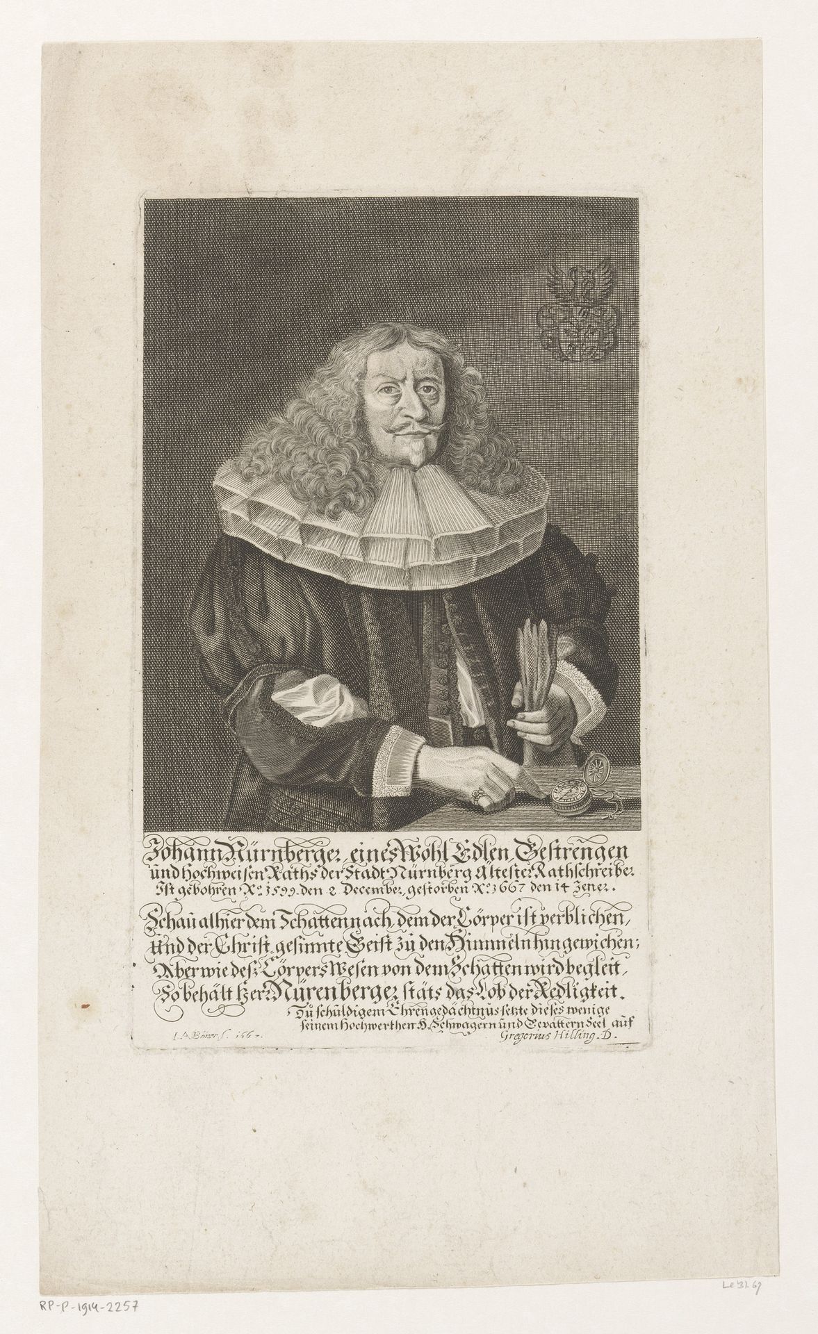 Portret van Johann Nürnberger by Johann Alexander Böner