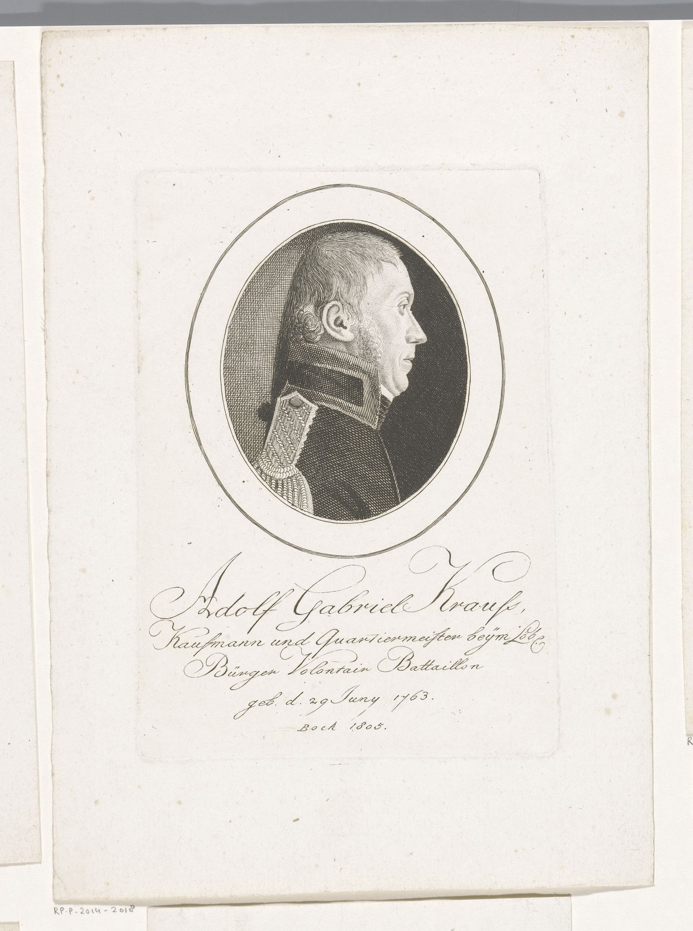 Portret van Adolf Gabriel Krauss by Christoph-Wilhelm Bock