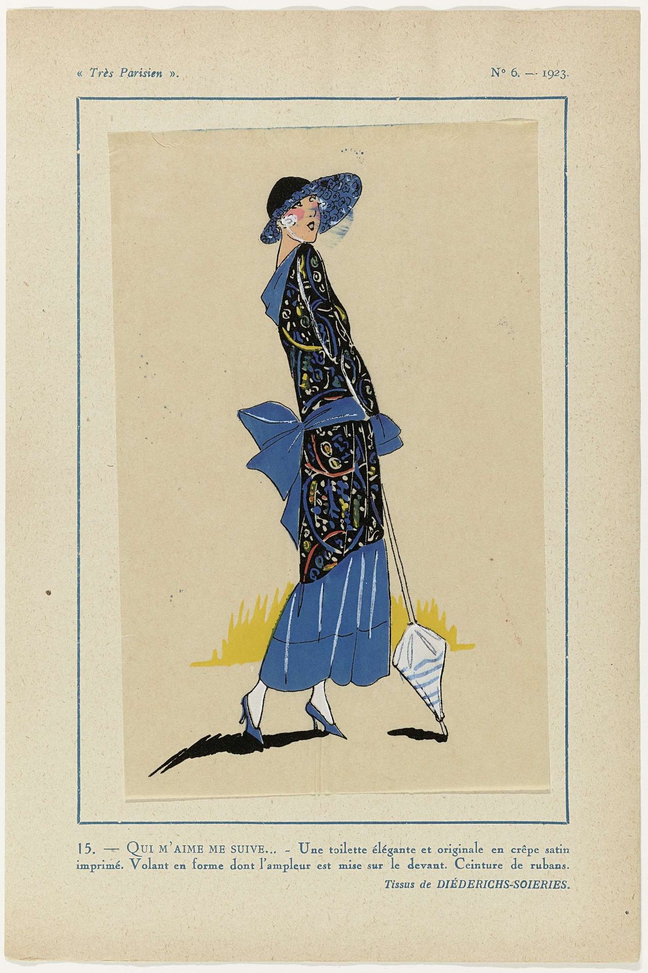 Très Parisien, 1923, No 6: 15. - QUI M'AIME ME SUIVE... - Une toilette élégante... by Anonymous
