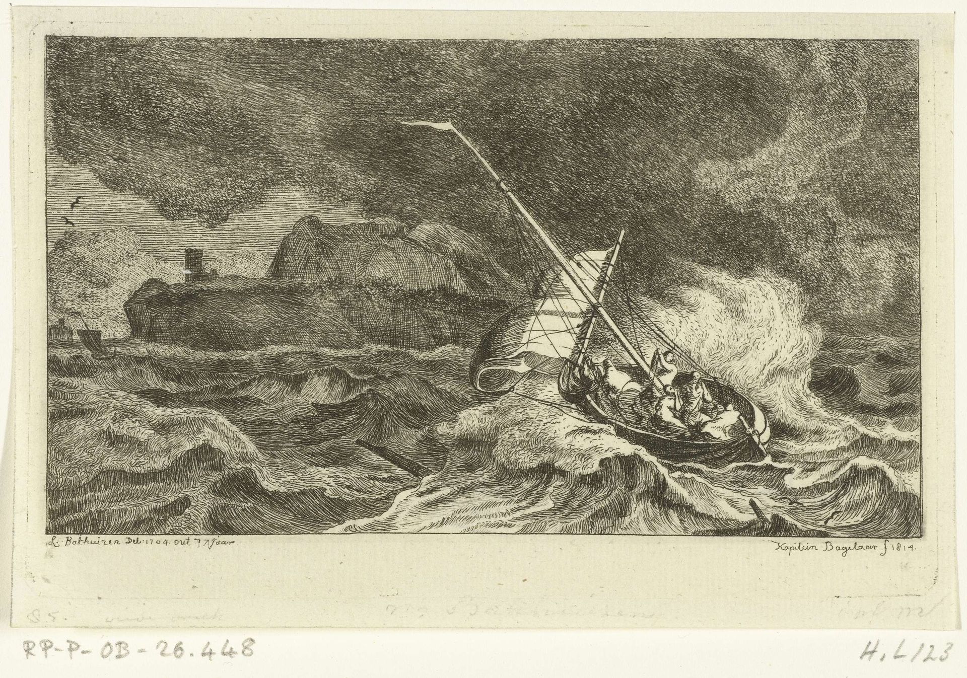 Zeilboot op stormachtige zee by Ernst Willem Jan Bagelaar