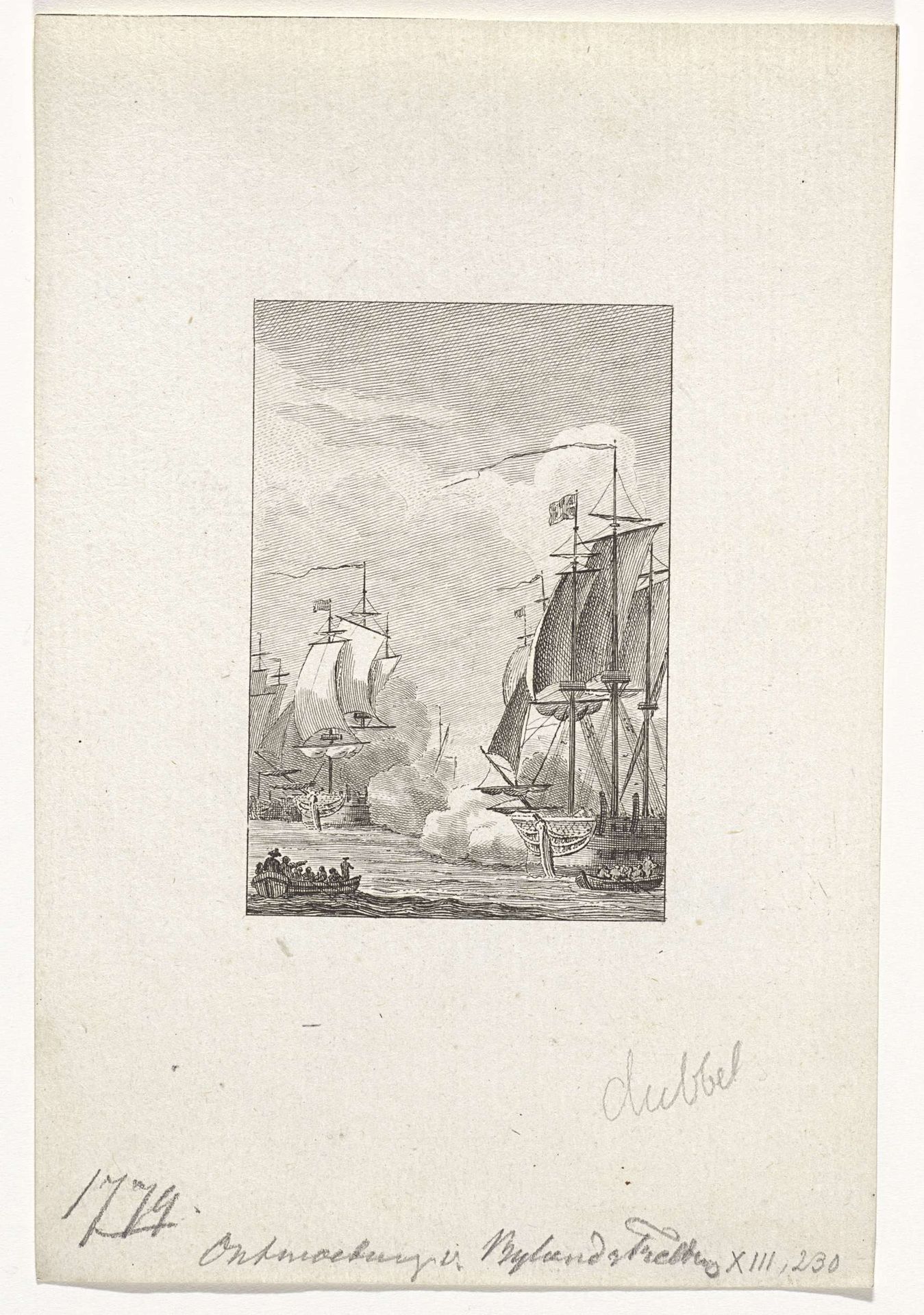 Treffen tussen Fielding en Van Bylandt, 1779 by Reinier Vinkeles