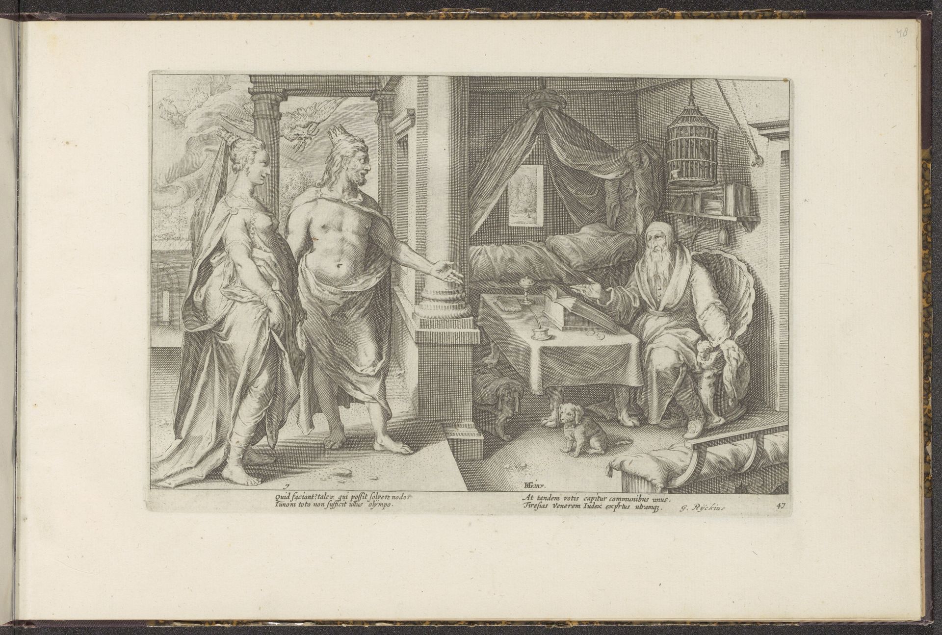 Juno en Jupiter vragen raad aan Tiresias by Hendrick Goltzius