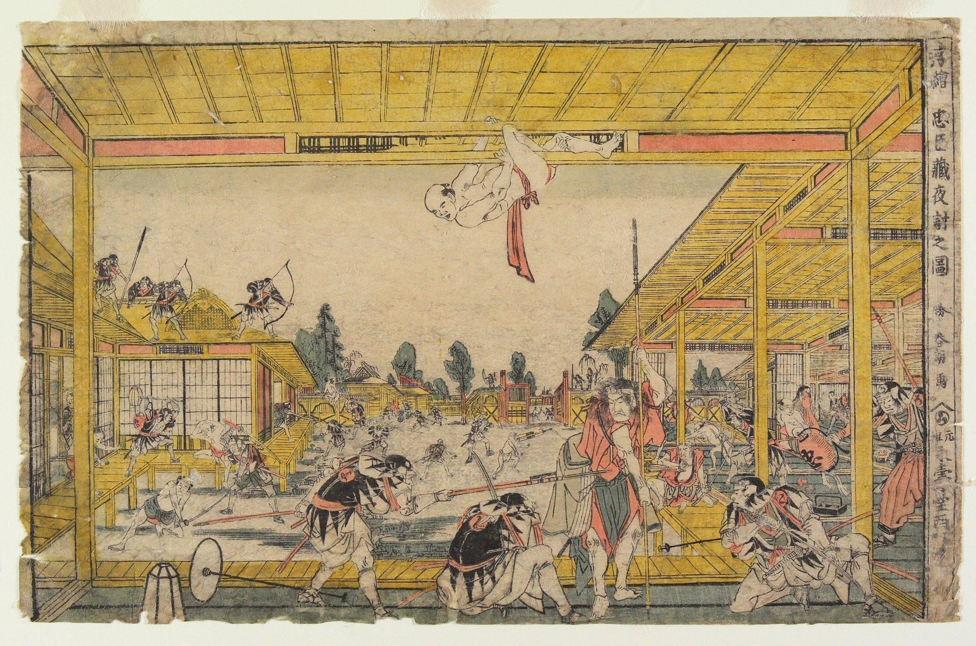 Pespective Print- Scene of the Night Attack in the Play -The Forty-seven Rōnin- by Katsushika Hokusai