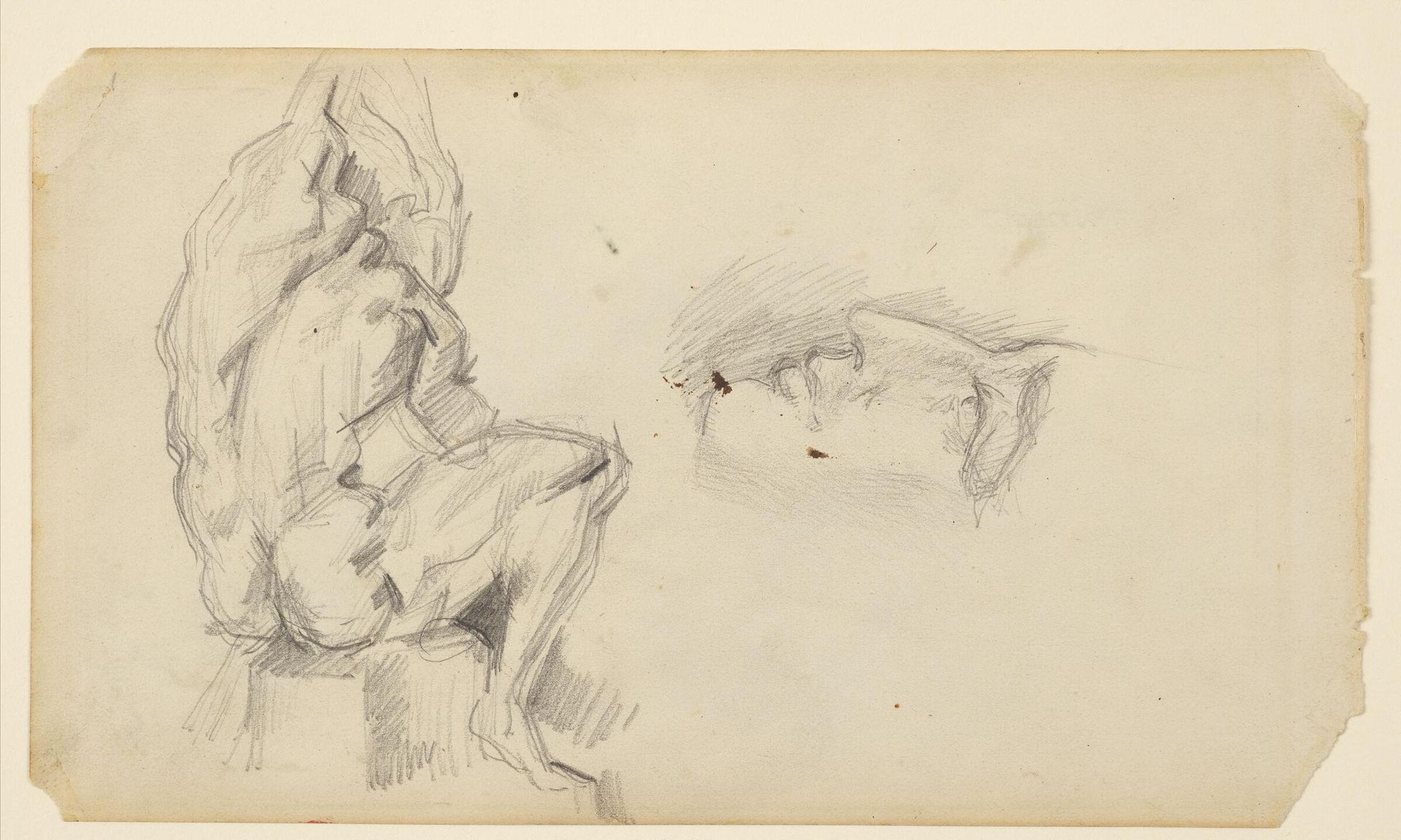 Study of an EcorchÃ© and a Man's Face in Profile; verso: Studies, with Heads by Paul Cézanne