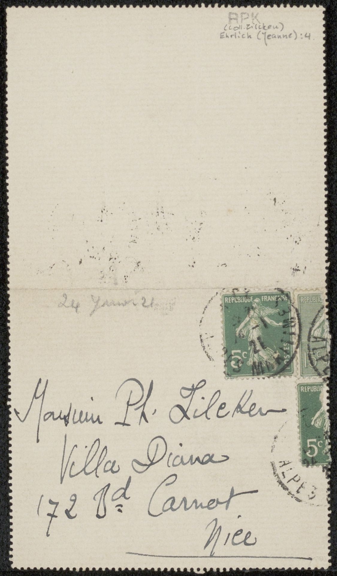 Brief aan Philip Zilcken by Jeanne Erlich
