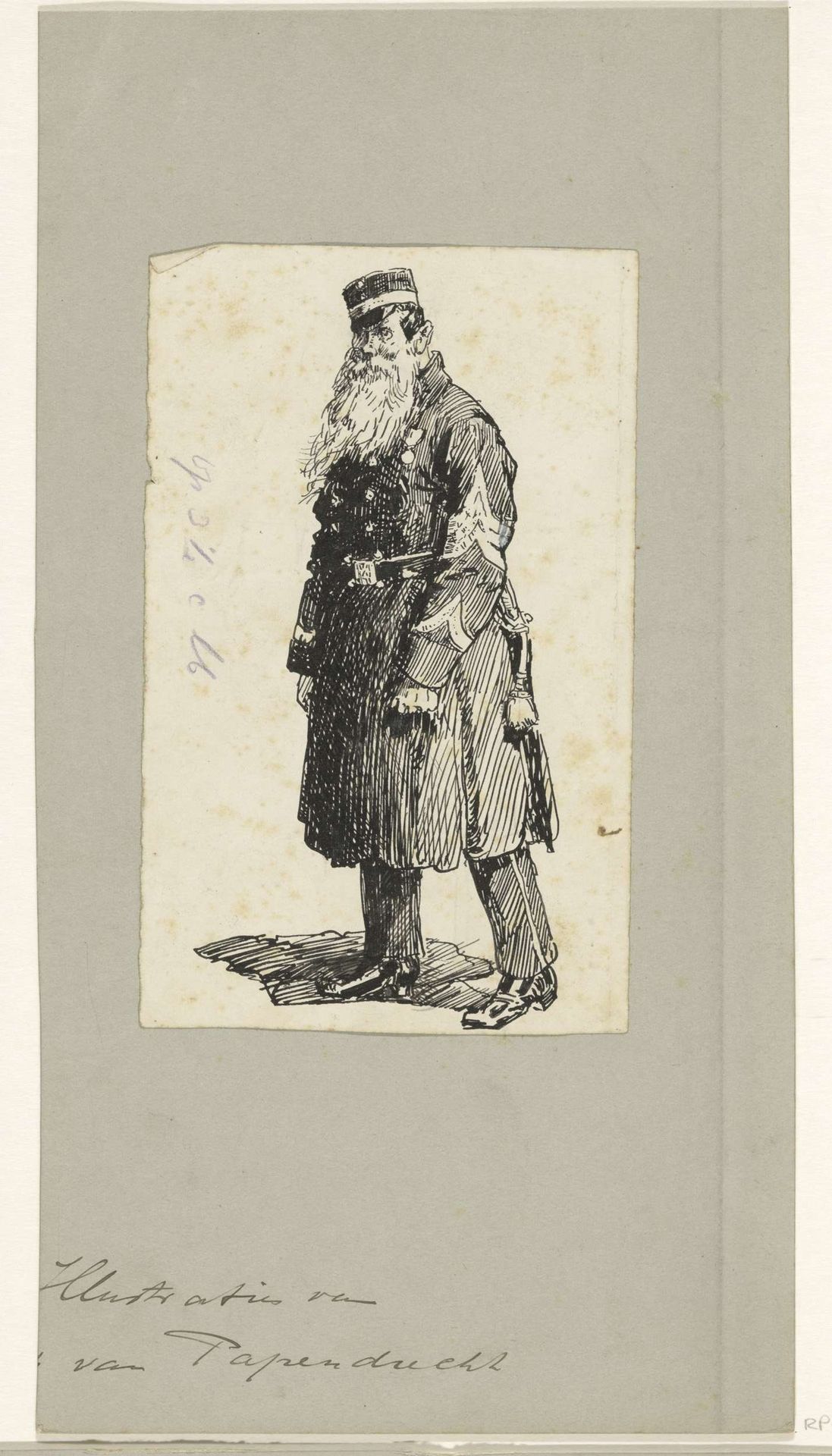 Staande militair met baard by Jan Hoynck van Papendrecht