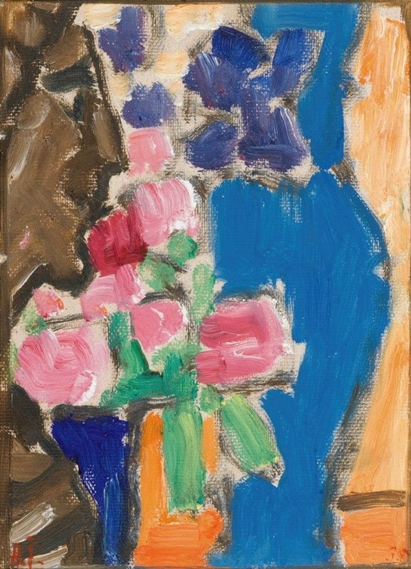 Still Life; Flower Still Life With Vase And Figure, Semi-Profile by Alexej von Jawlensky