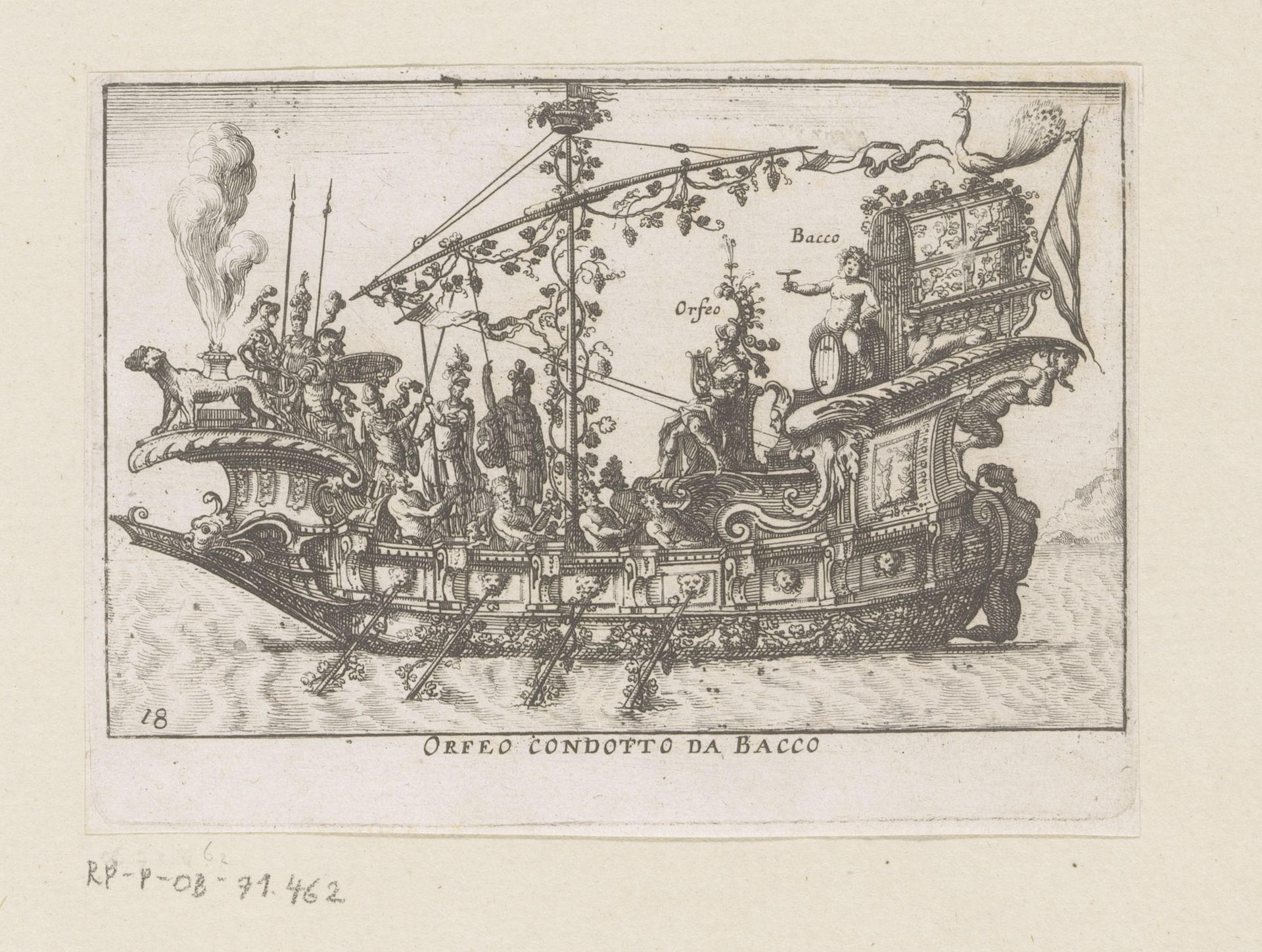 Schip met Orpheus en Bacchus by Anonymous