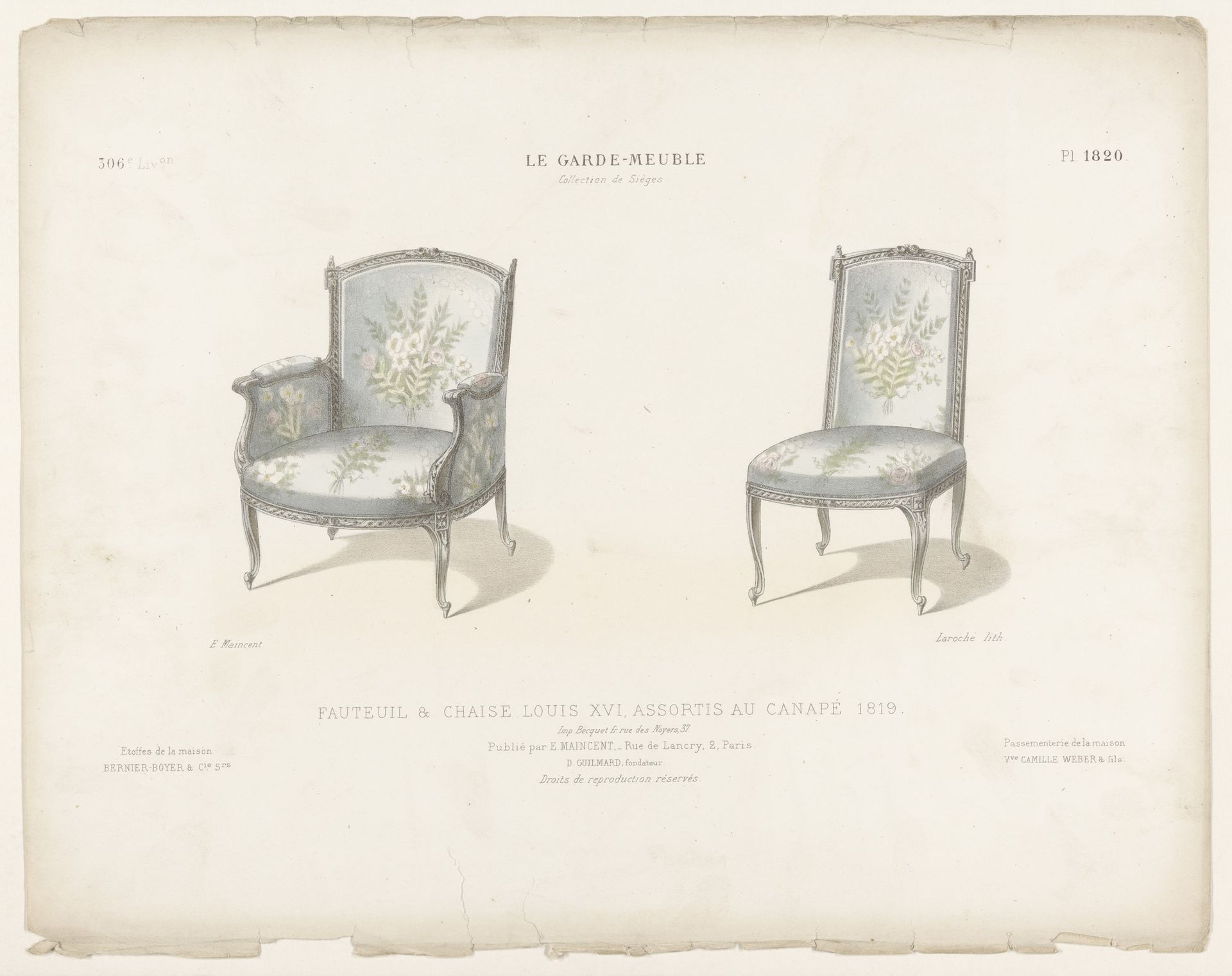 Fauteuil en stoel by Léon Laroche