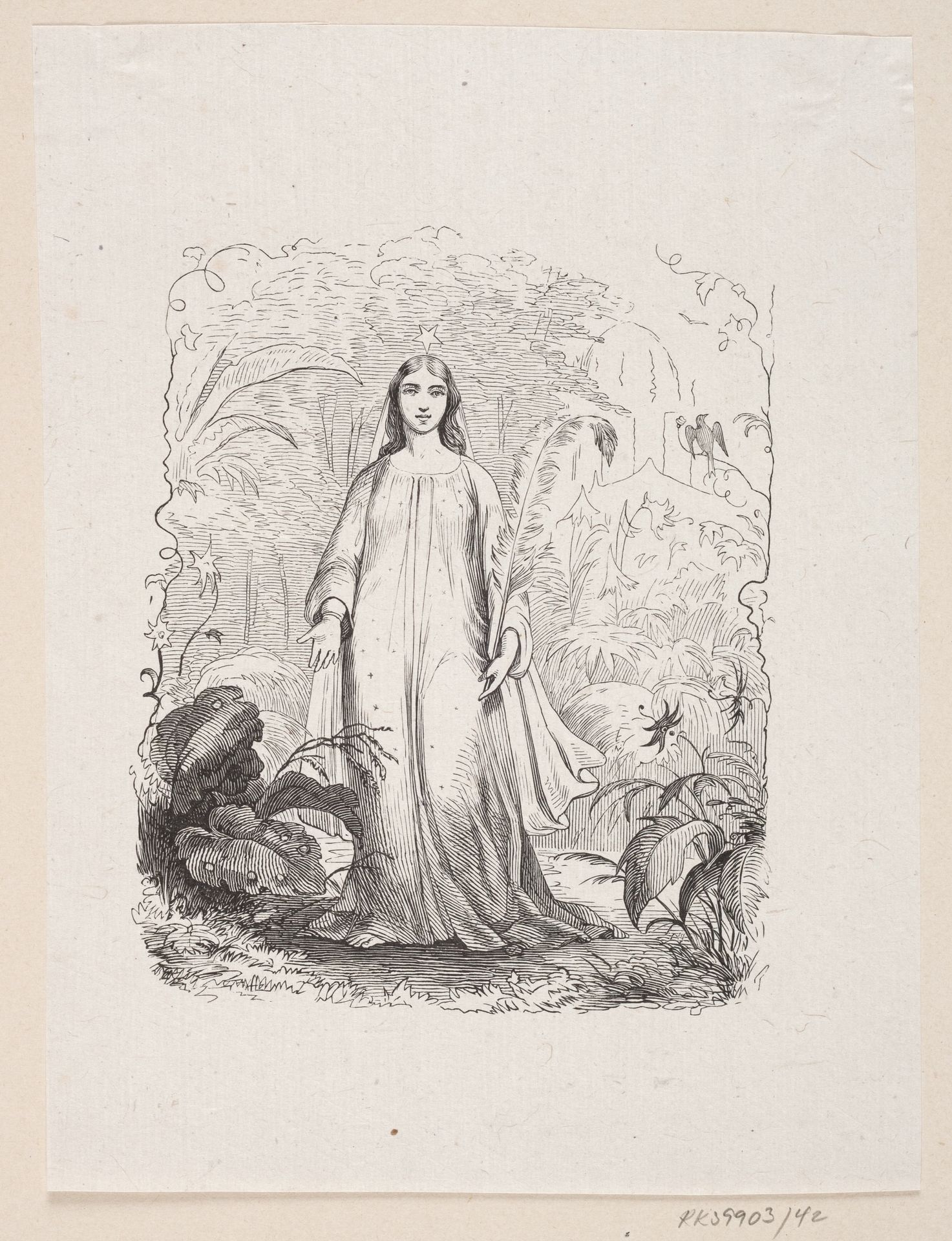 Illustration til "Paradisets Have" i H.C. Andersen, "Eventyr og Historier", Bind 1 by H.P. Hansen